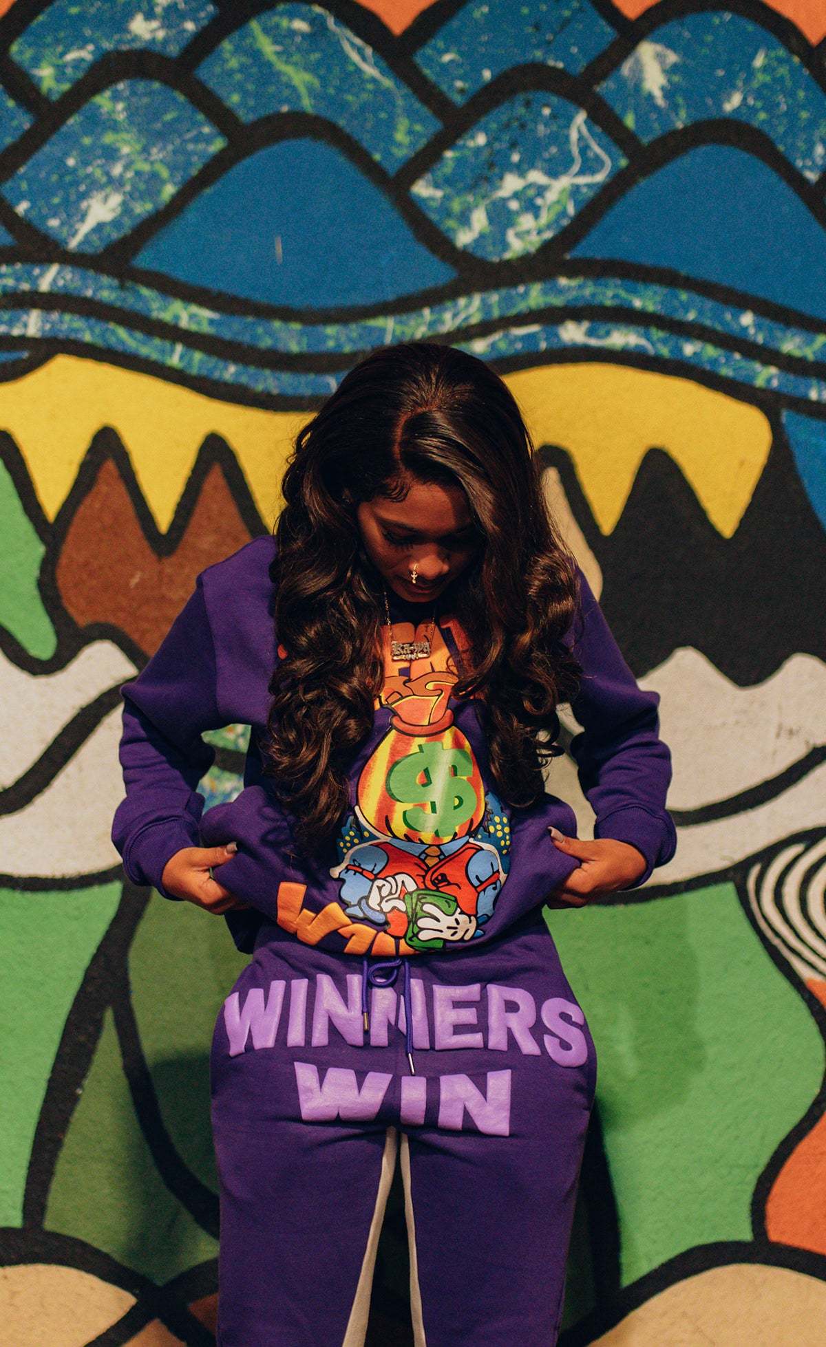 Purple “WINNERS WIN” Flare Sweatsuit