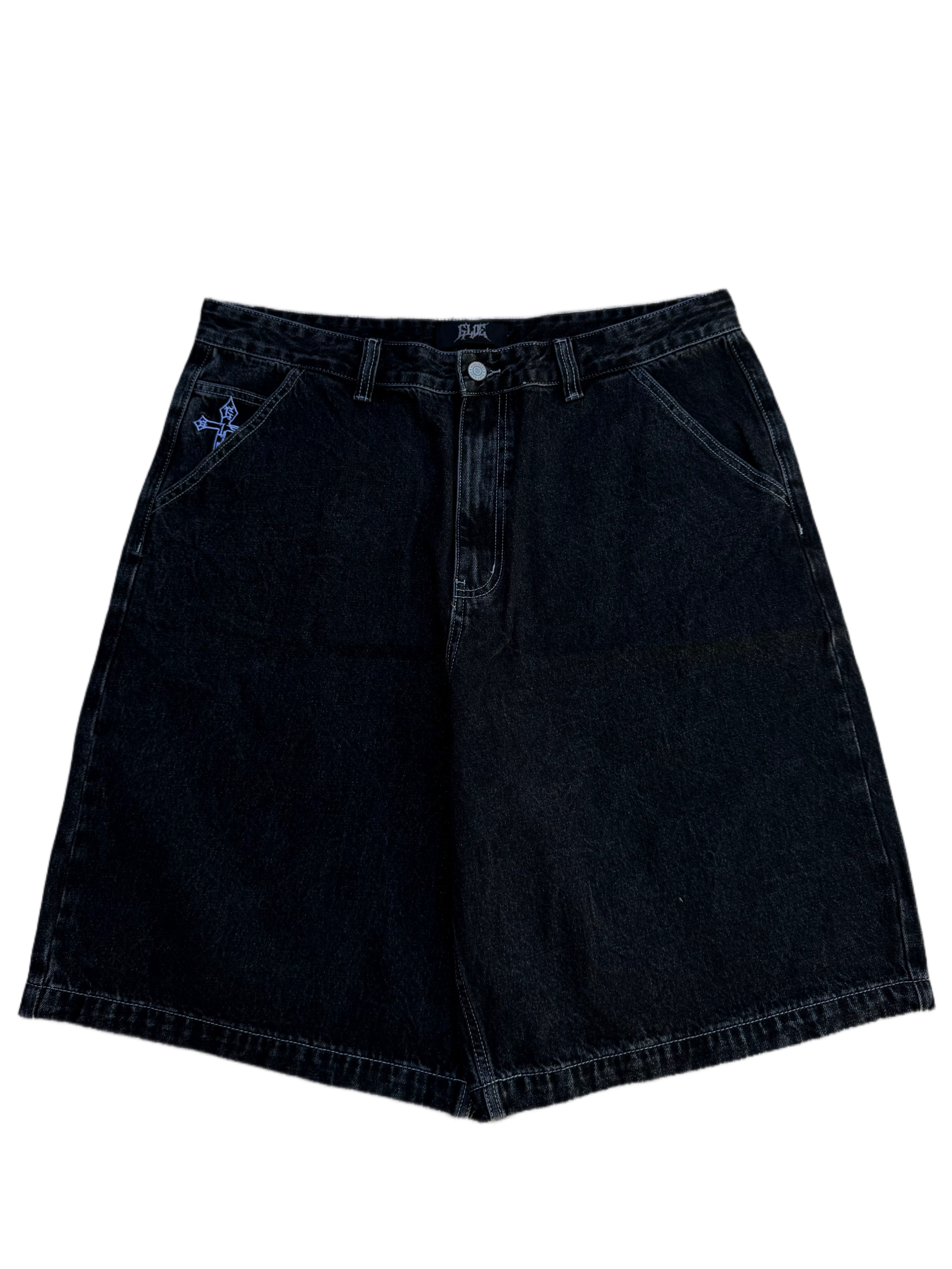 White Stitch Cross Jorts