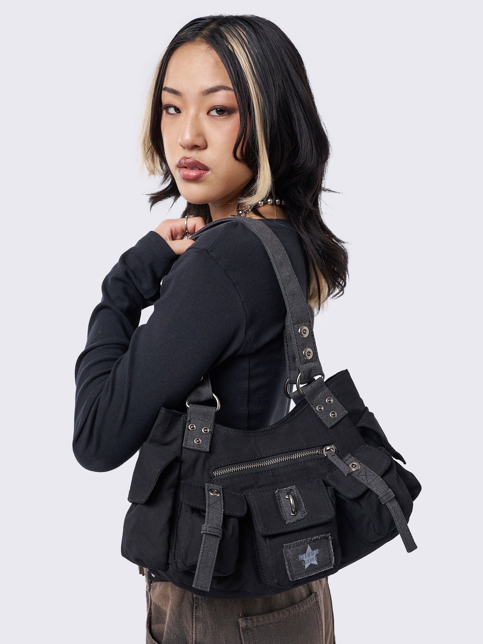 Minga Black Utility Multi Pocket Bag