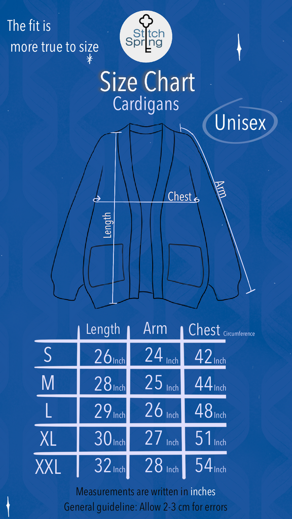 Stitch Spring Size Chart Inches