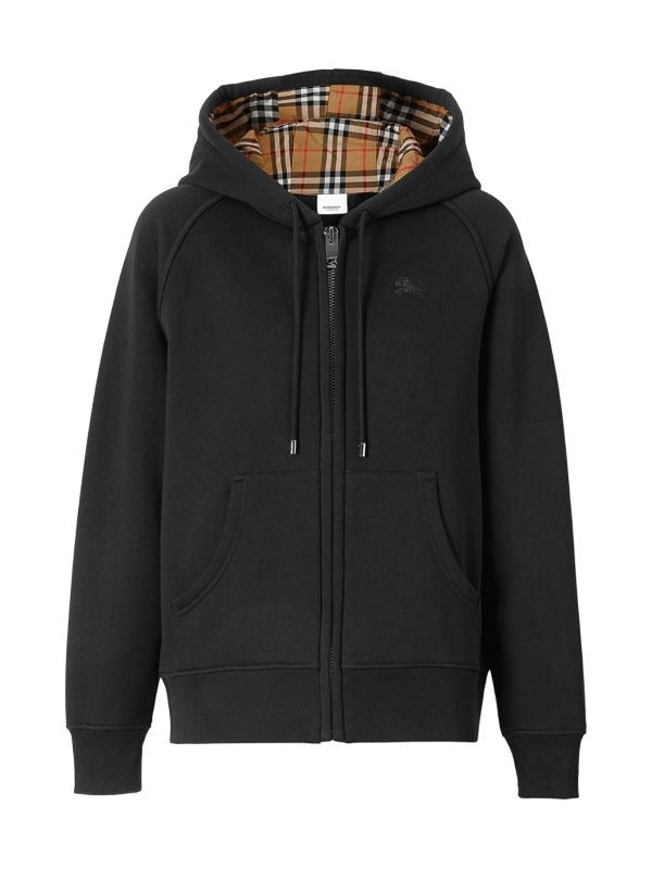 Checkered Hood Zip-Up Black