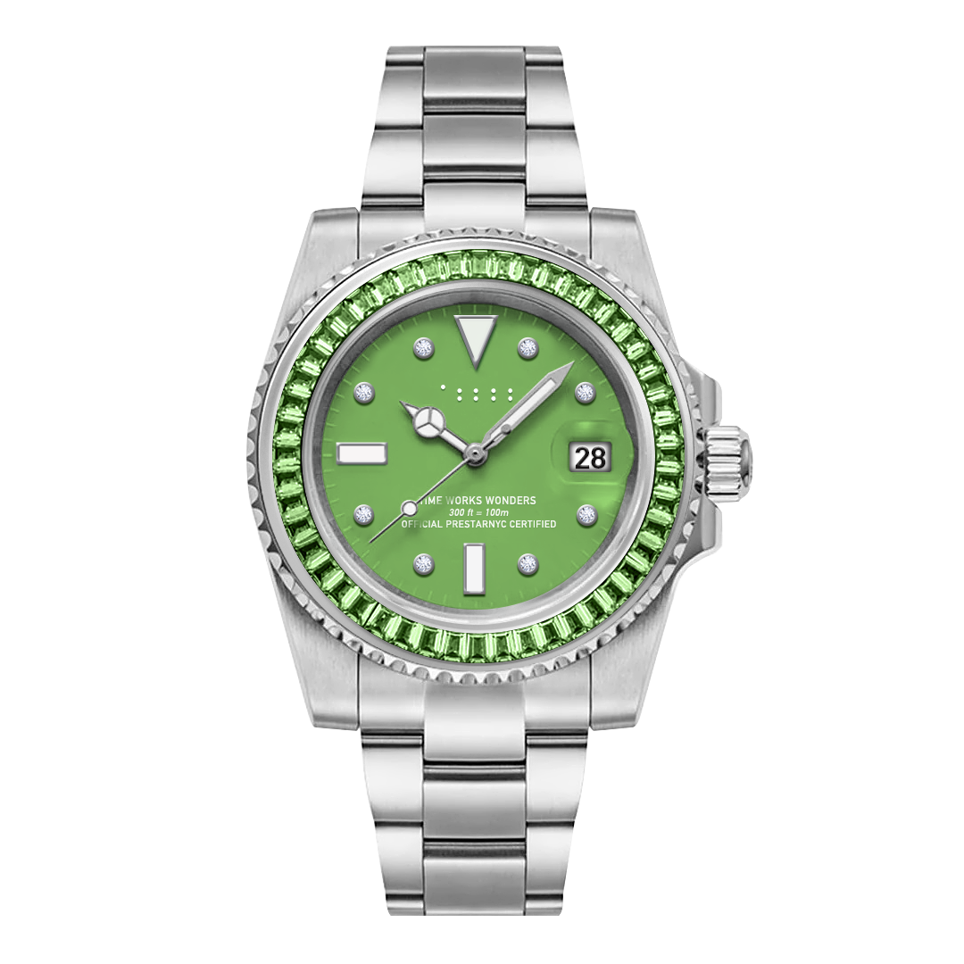 Prestar NYC Aquaman Luxe Diamond Watch（Electric Green)