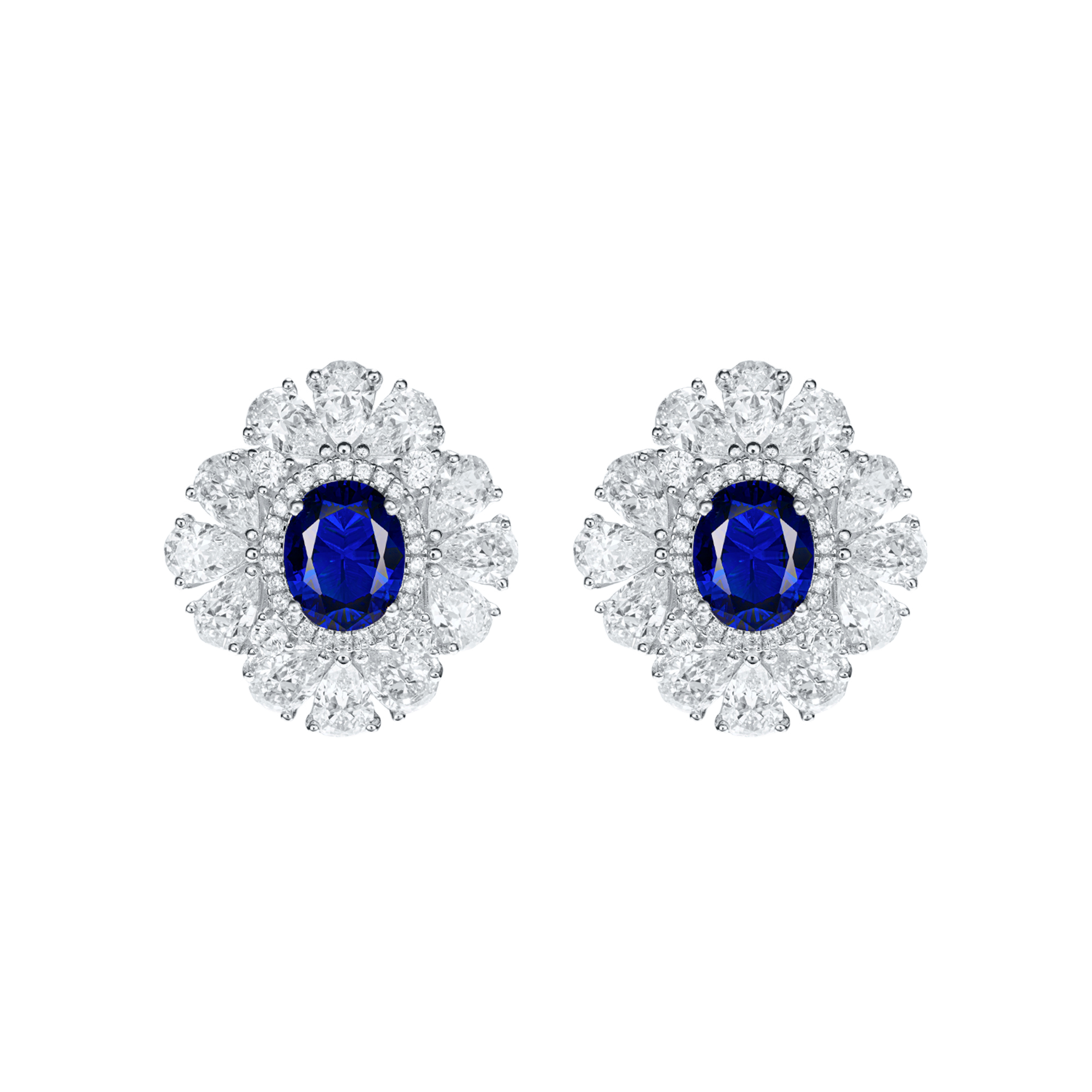 Petal-shaped Sapphire Earrings