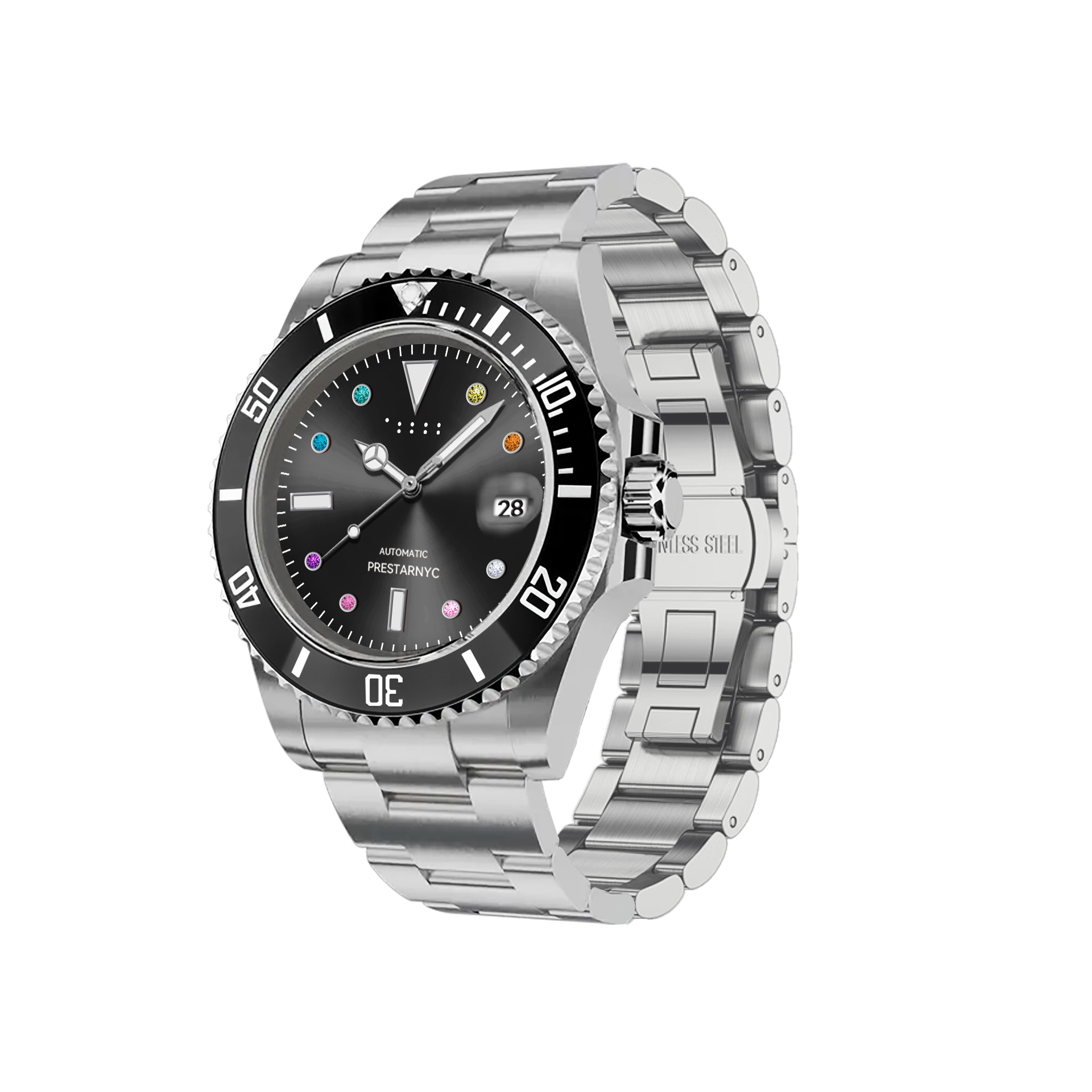 Mens Diamond Black Watch Aqua Master Sport Plastic 1.00 ct