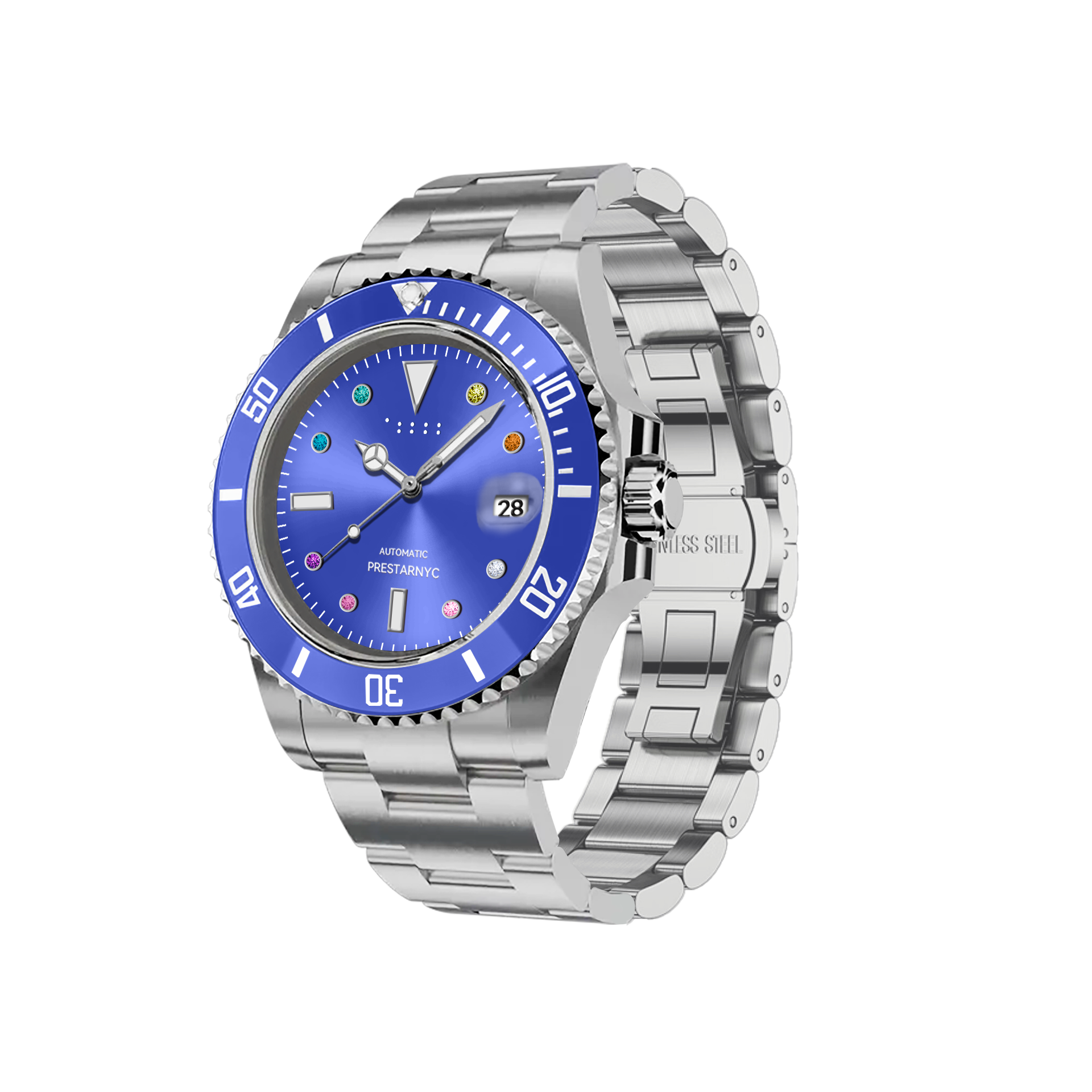 Prestar NYC Aquaman Classic Multi-color Diamond Watch (Sapphire Twilight)