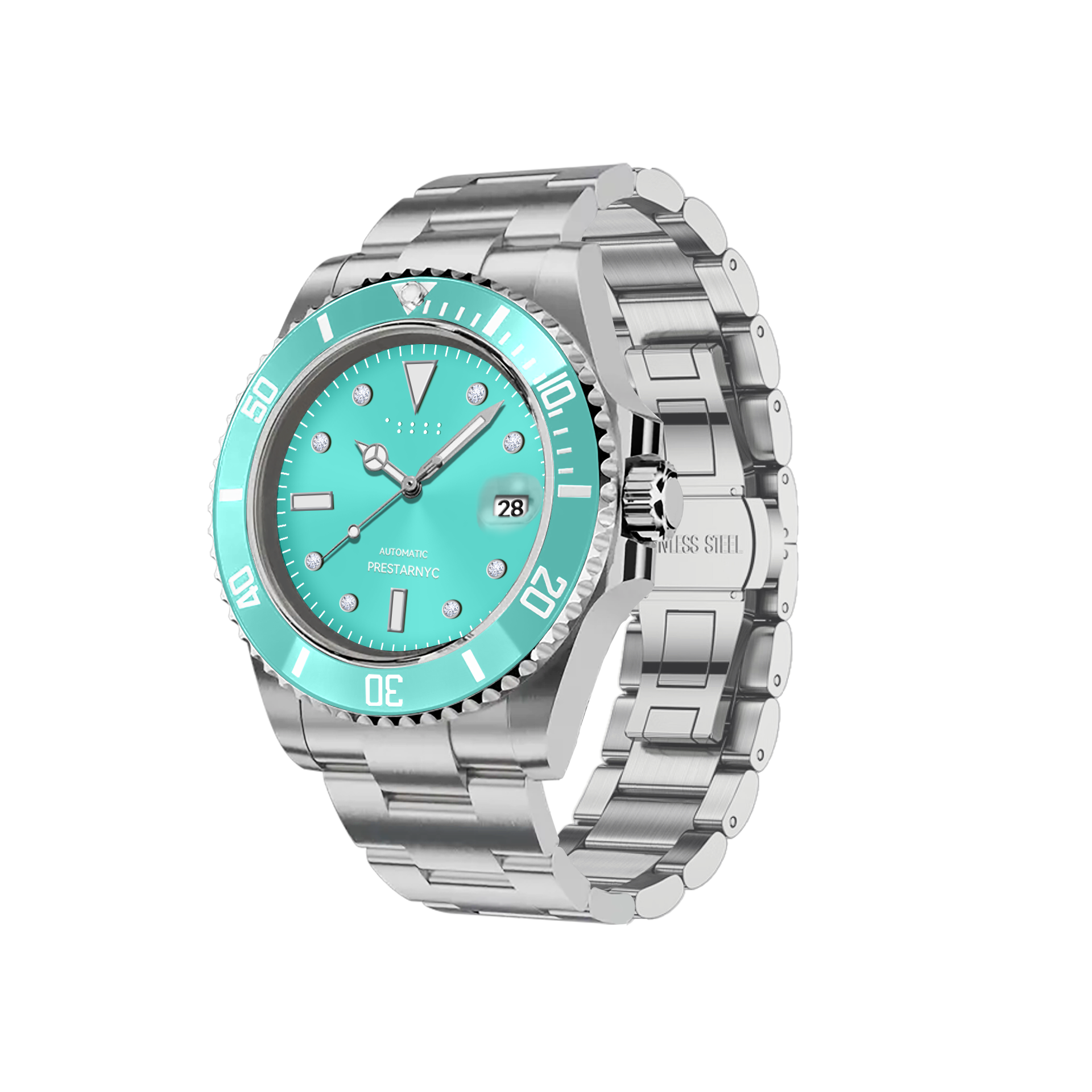 Prestar NYC Aquaman Classic Diamond Watch (Blue Turquoise)