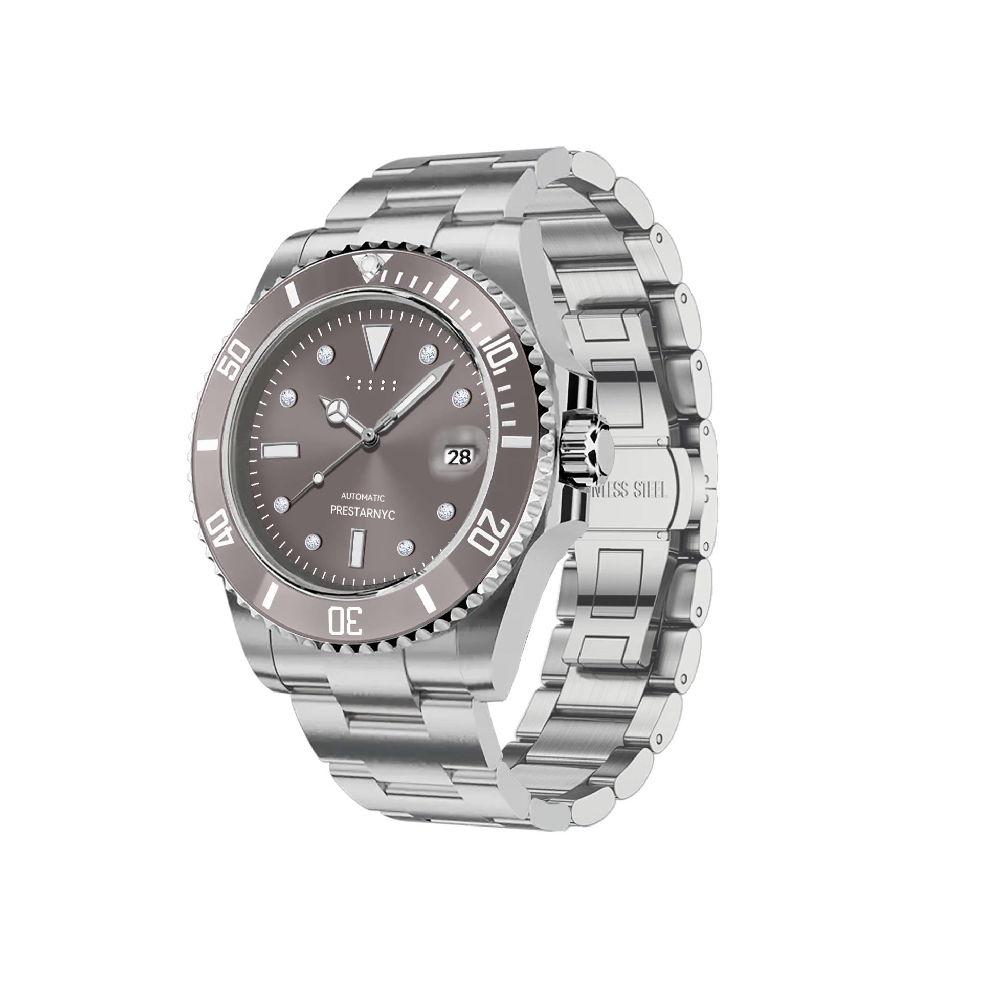 Prestar NYC Aquaman Classic Diamond Watch (Lilac Gray)
