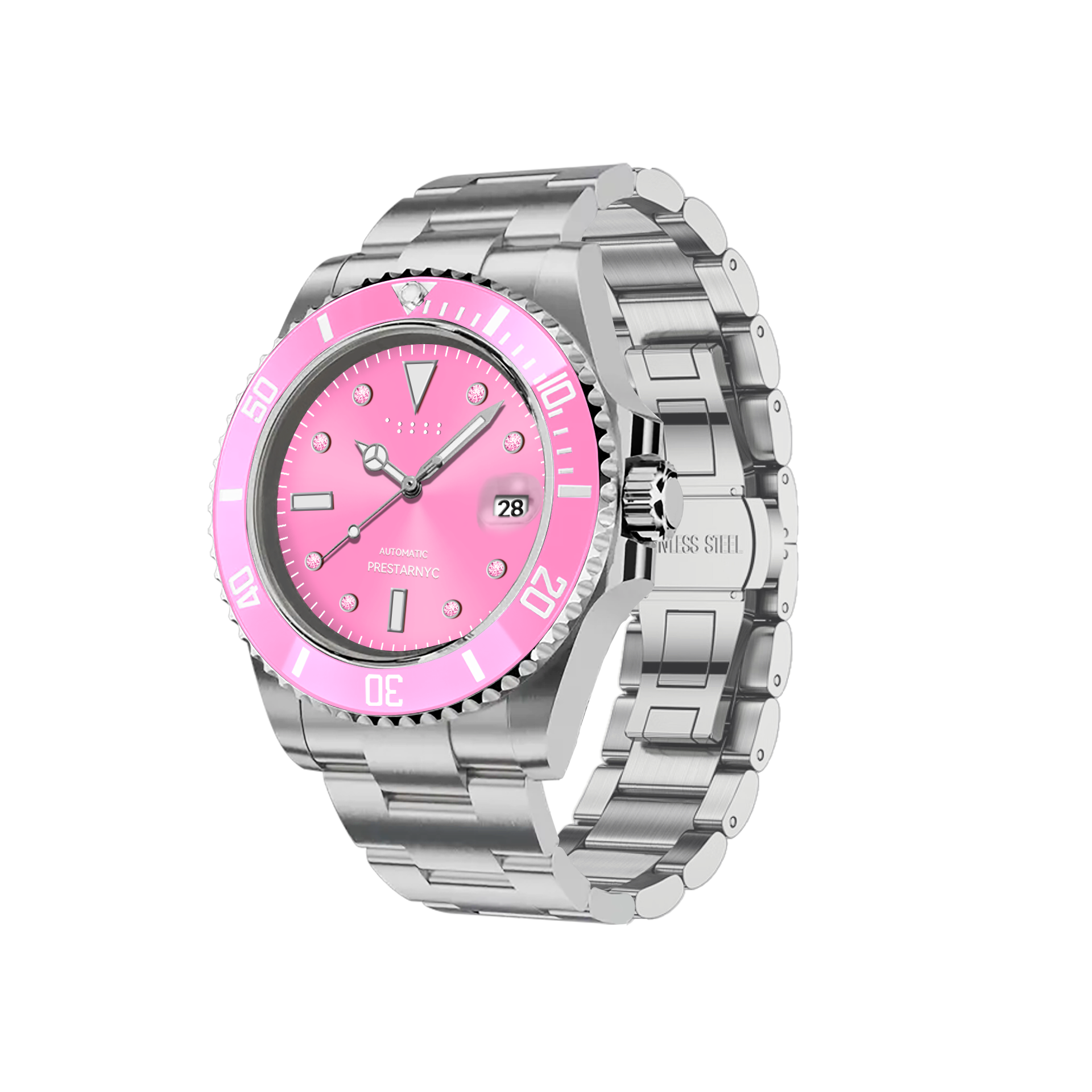 Prestar NYC Aquaman Classic Color Gemstone Watch (Cherry Blossom)