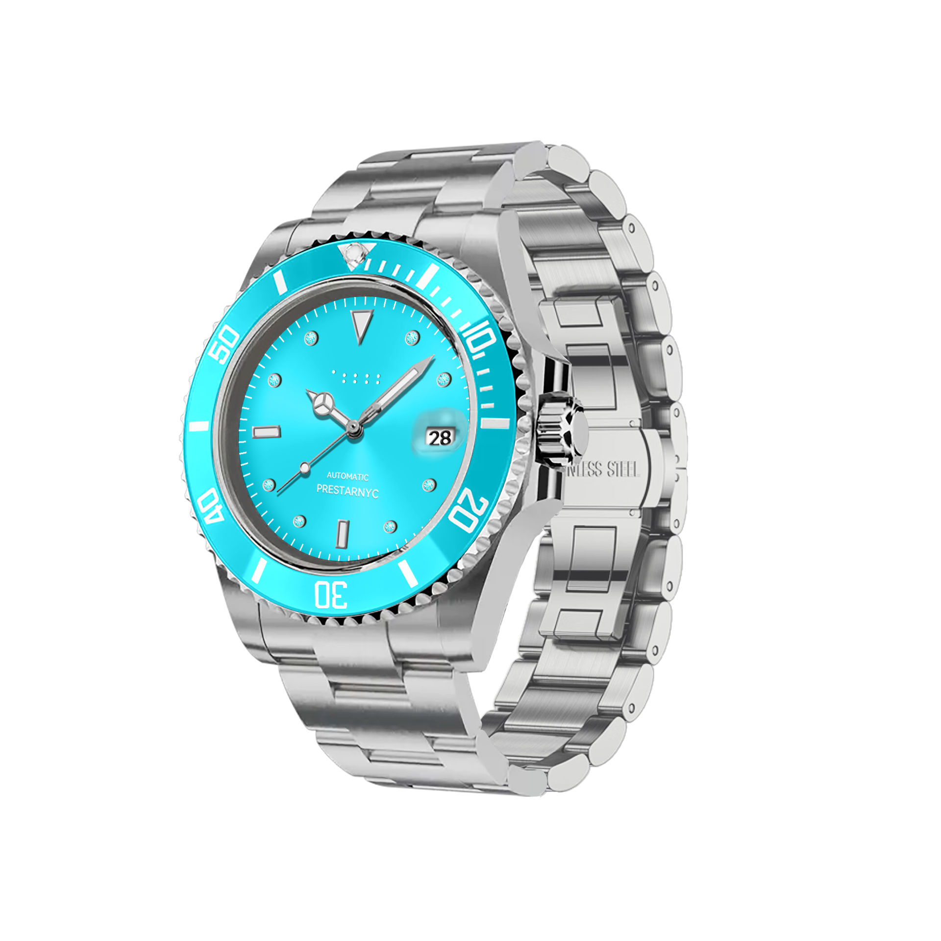 Prestar NYC Aquaman Classic Color Gemstone Watch (Ocean Blue)