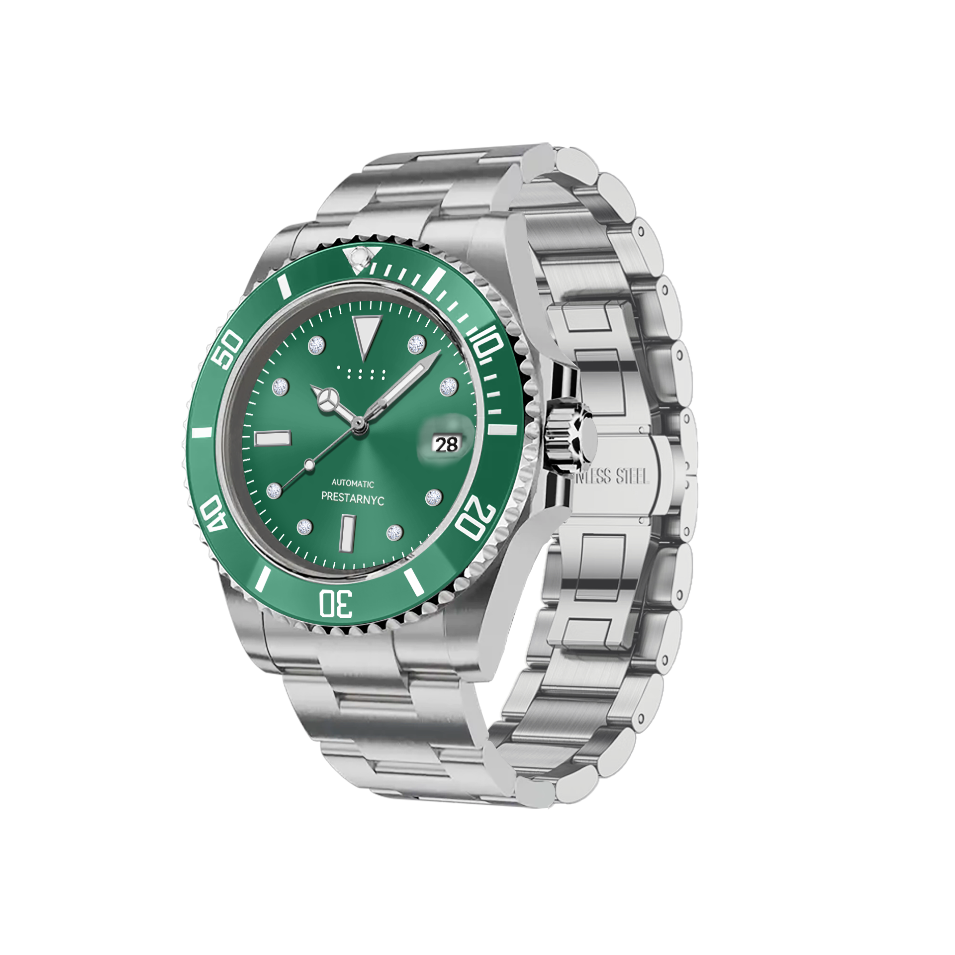 Prestar NYC Aquaman Classic Diamond Watch (Forest Green)