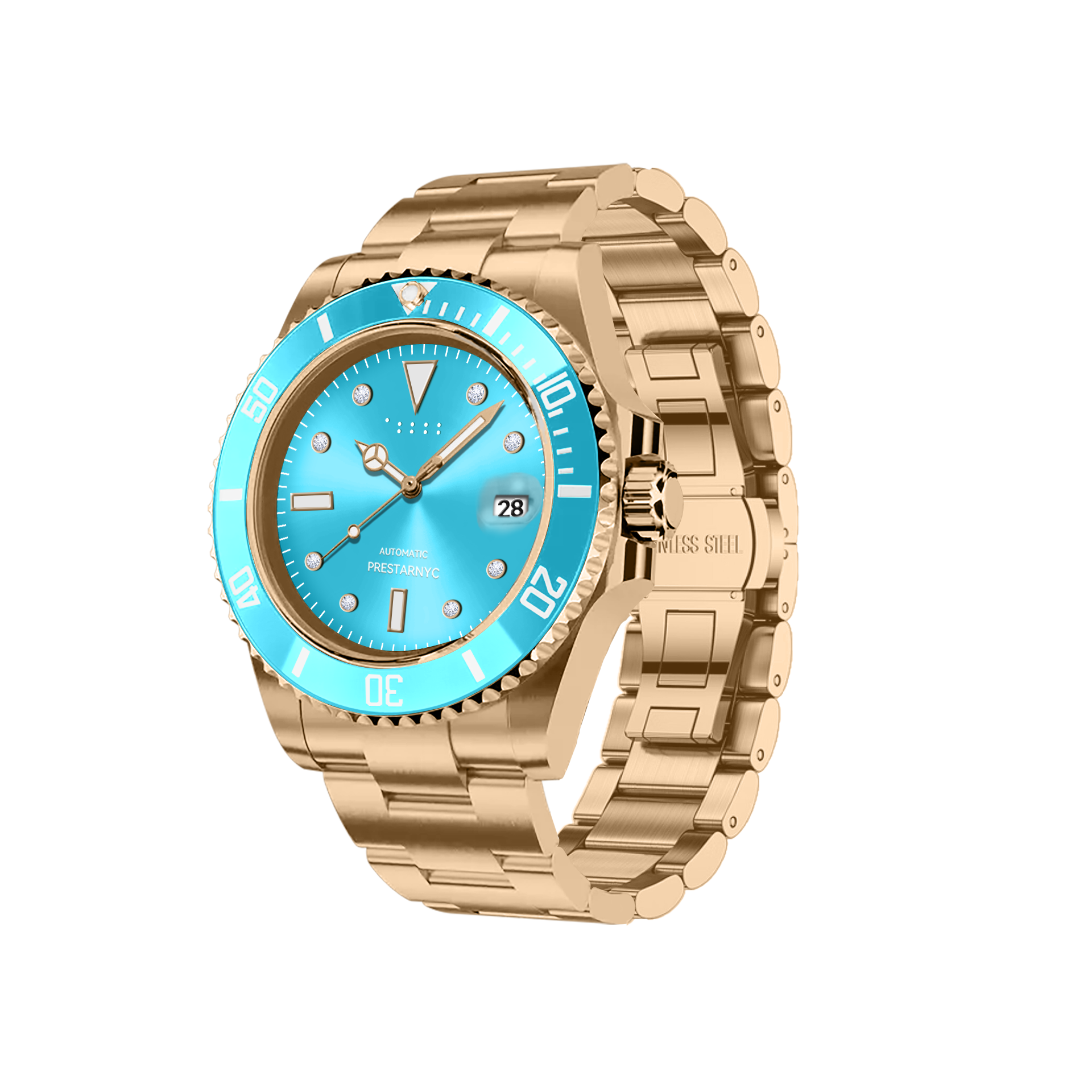 Prestar NYC Aquaman Classic Multi-color Diamond Watch (Golden Tides)