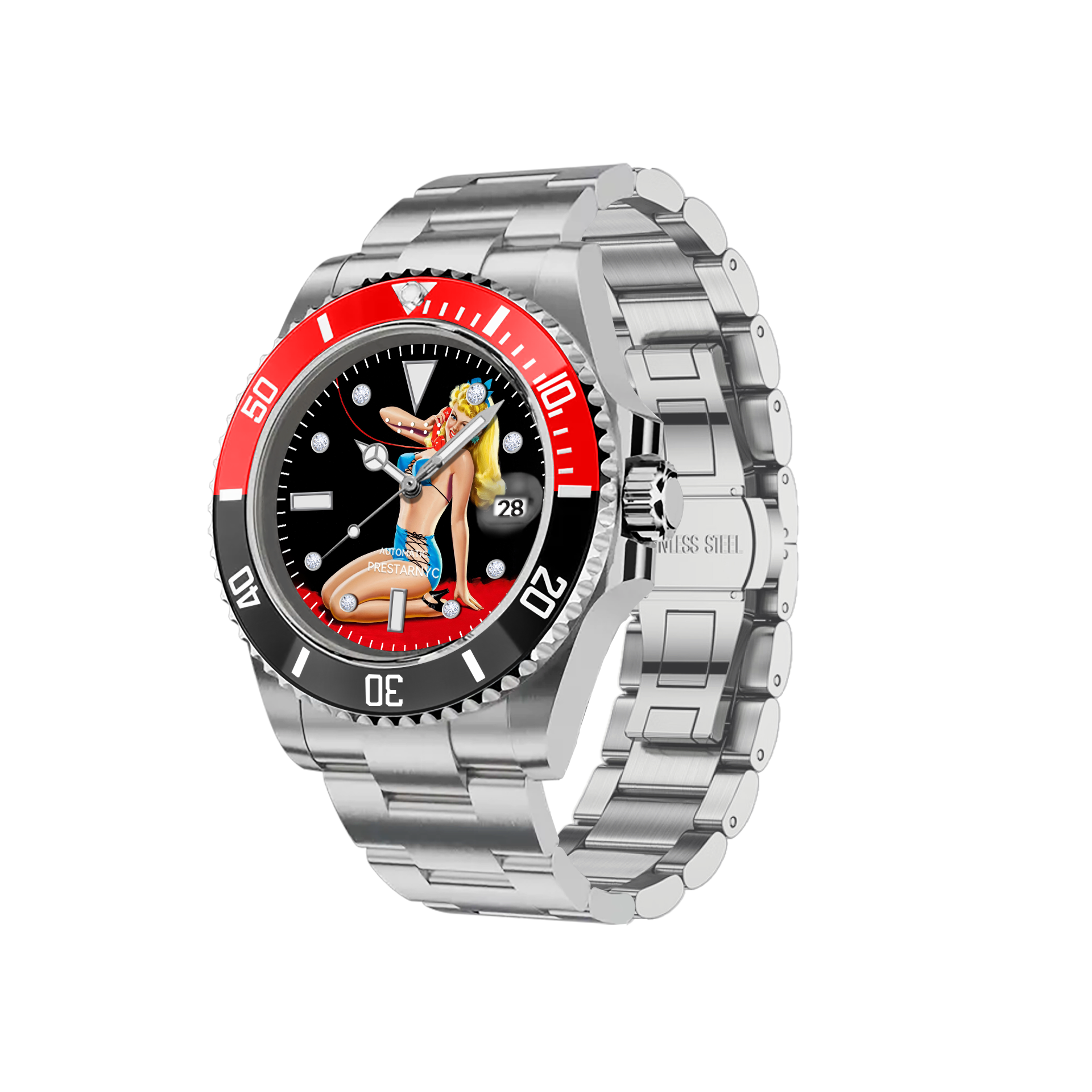 Prestar NYC Aquaman Initial Mechanical Watch (Scarlet Temptation)