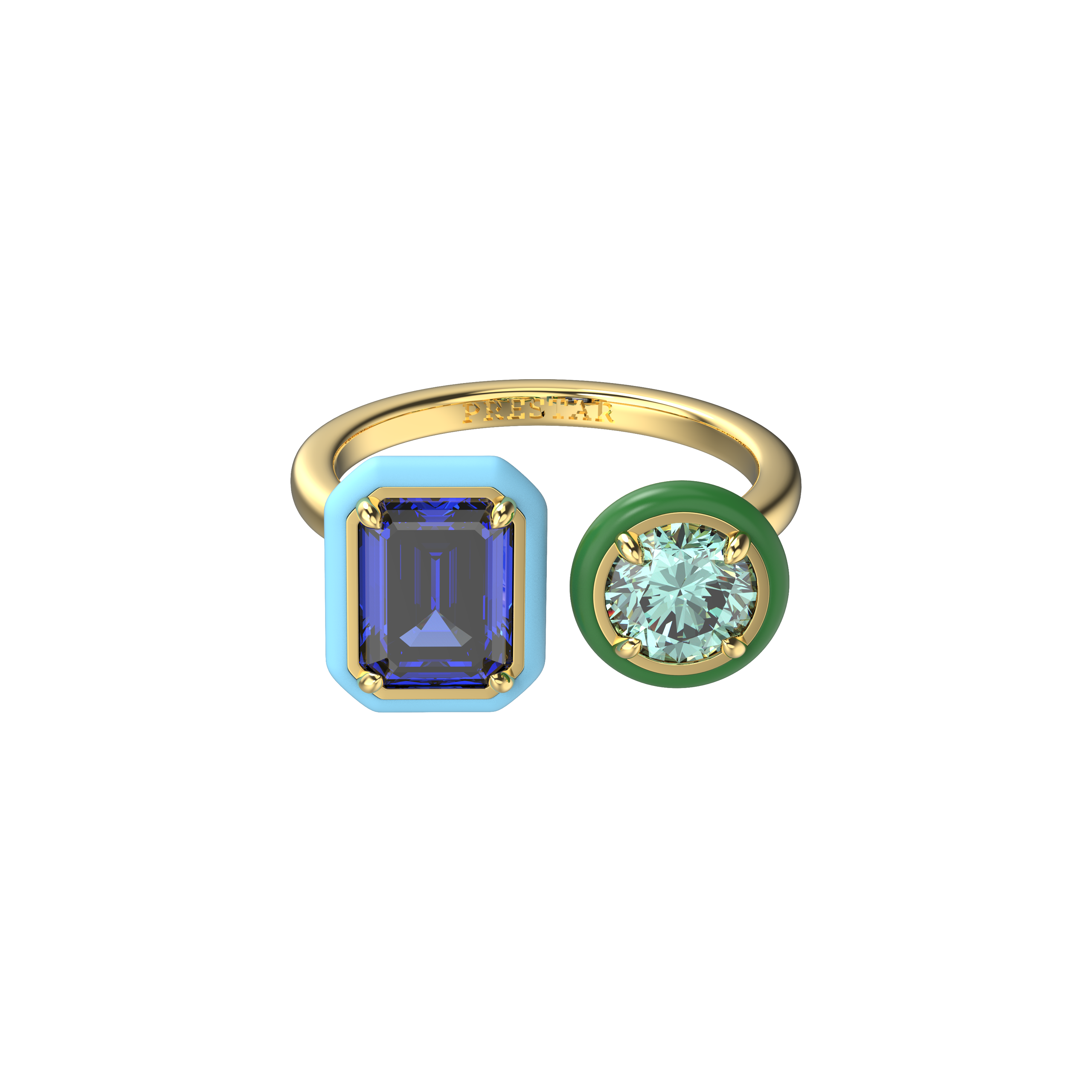 Fusion Enamel Treasures Ring-Emerald Seascape