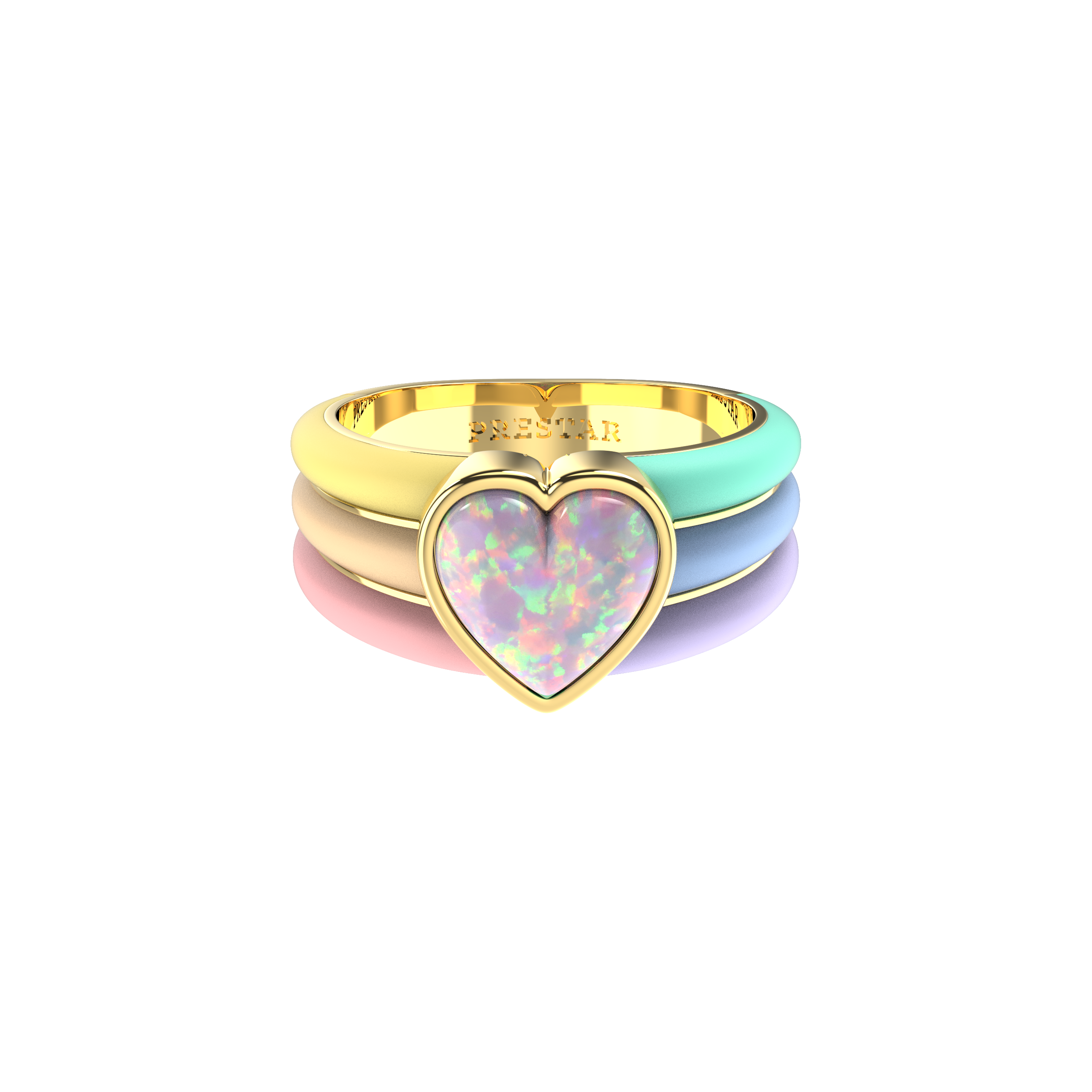 Opal Rainbow Heart Ring