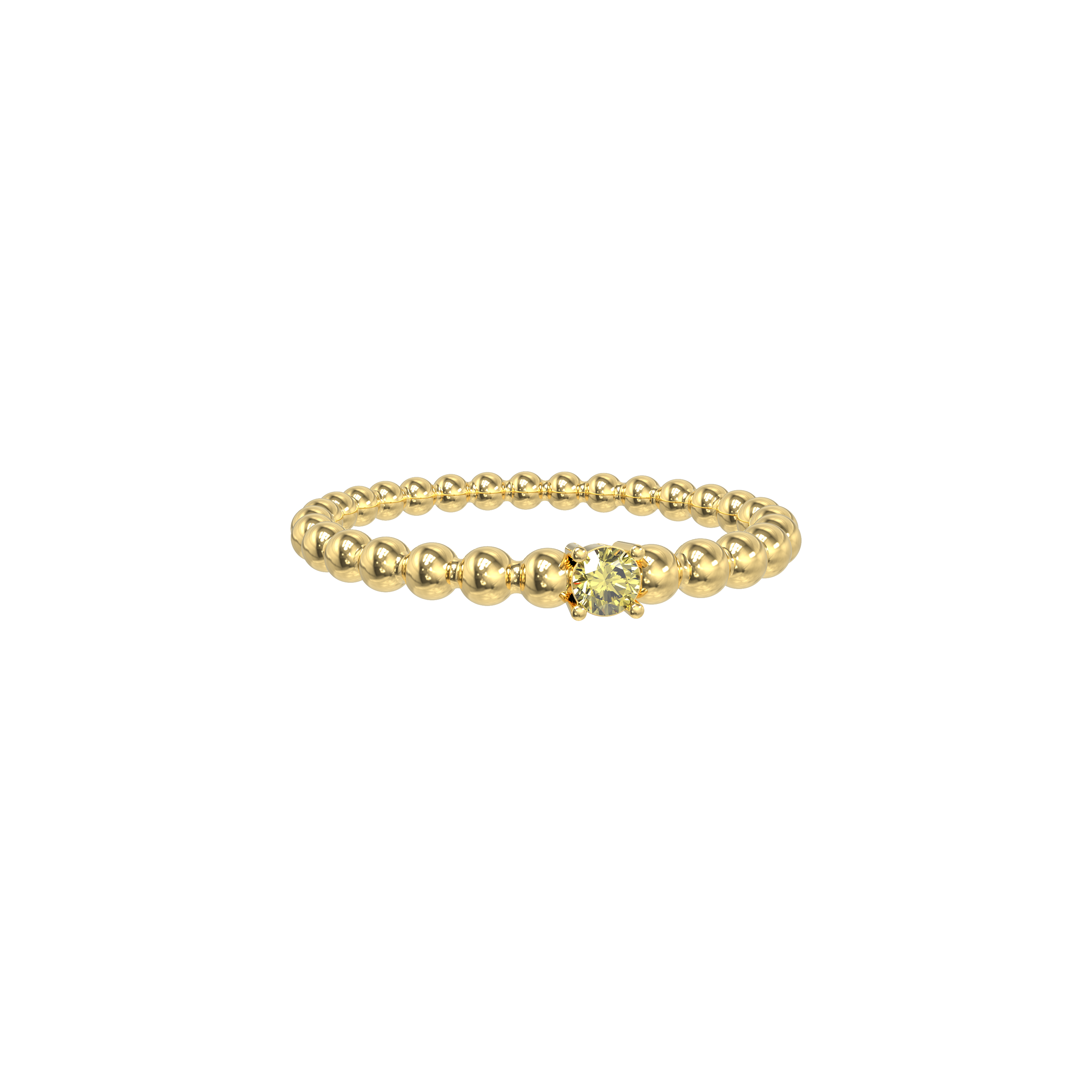 Beaded Chain Elegance Ring-Yellow Diamond