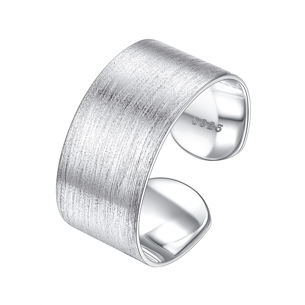 Silvora Stackable Open Knuckle Band Ring for Women Men 925 Sterling Silver Full Finger Ring Jewelry (15mm, Brushed)