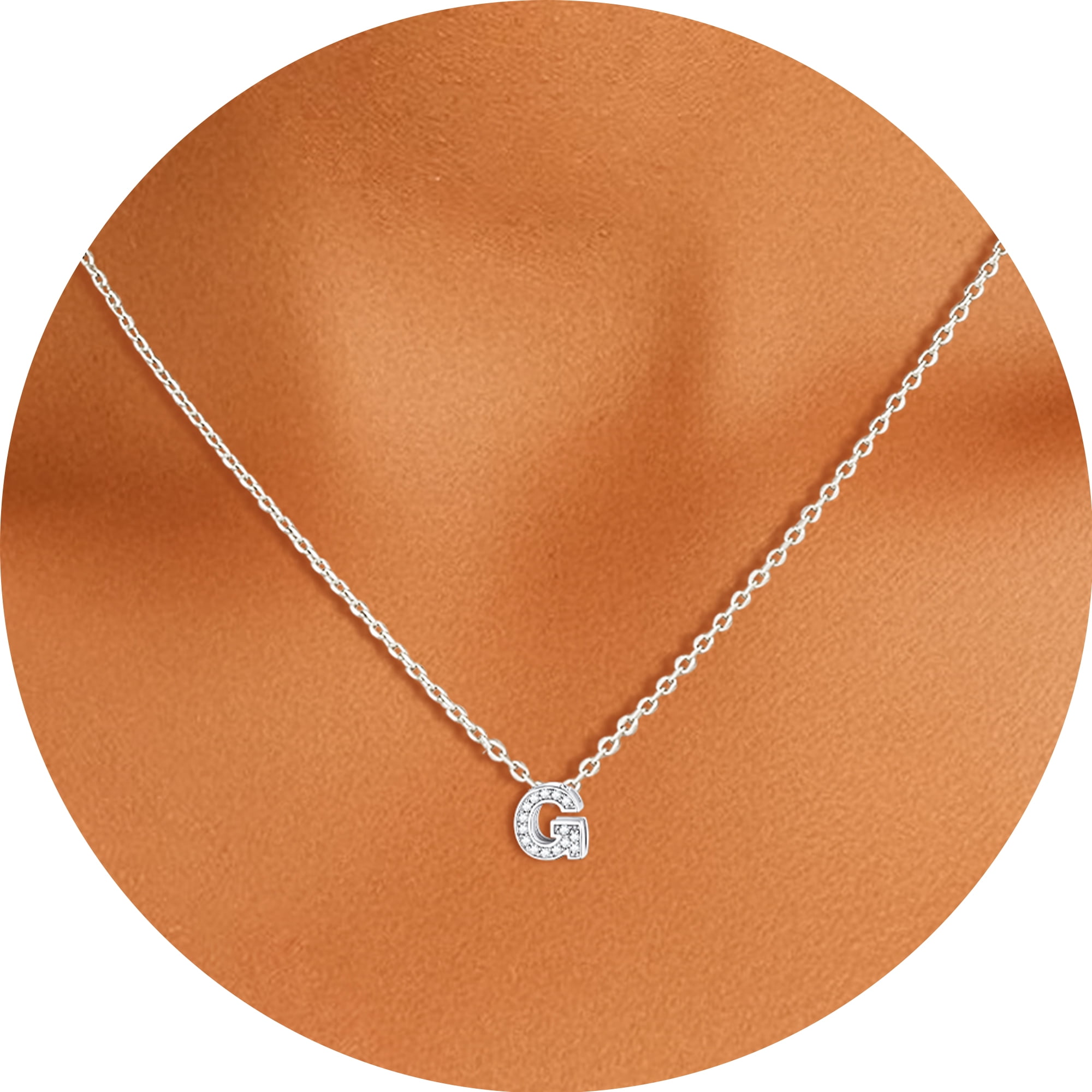 Silvora Women Sterling Silver Initial Necklace with Sparking Cubic Zirconia, Letter A Pendant Necklace for Teen Girls Charm Birthday Jewelry