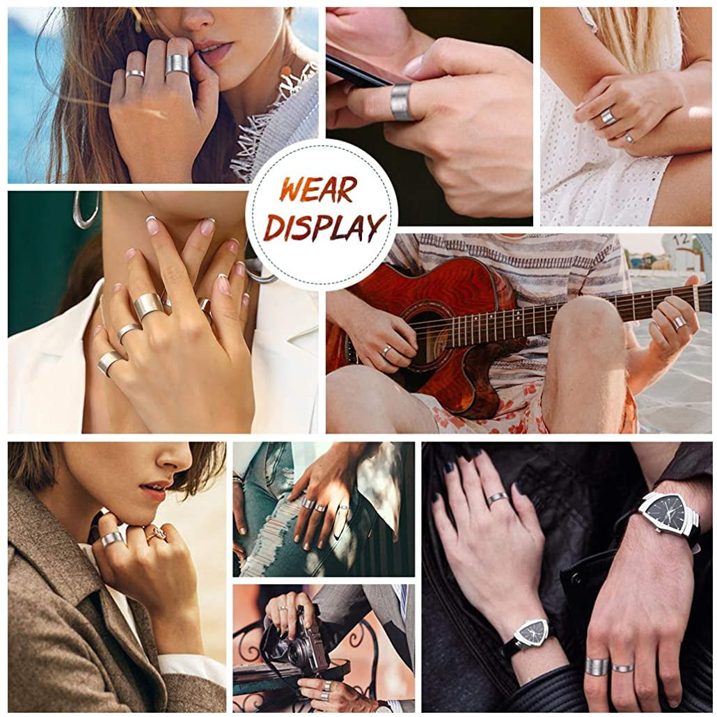 Silvora Stackable Open Knuckle Band Ring for Women Men 925 Sterling Silver Full Finger Ring Jewelry (15mm, Brushed)