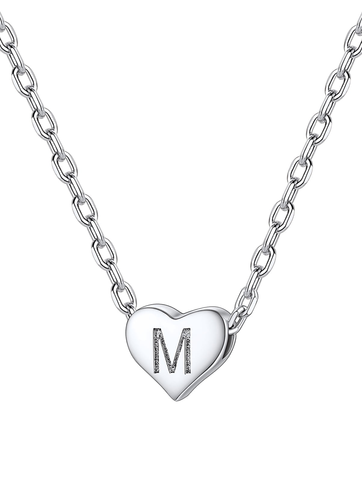 Silvora Women Heart Initial Necklace 925 Sterling Silver Letter A Pendant Choker Alphabet Jewelry for Wife Mom Daughter with Gift Box
