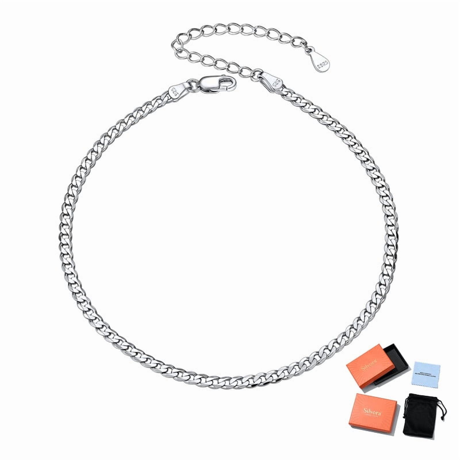 Silvora 925 Silver Chain Beads Anklet for Women Ankle Bracelet Foot Jewelry
