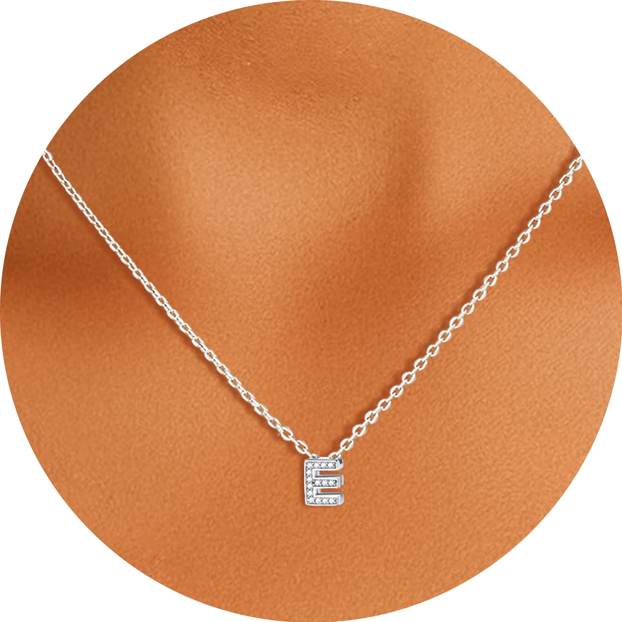 Silvora Women Sterling Silver Initial Necklace with Sparking Cubic Zirconia, Letter A Pendant Necklace for Teen Girls Charm Birthday Jewelry