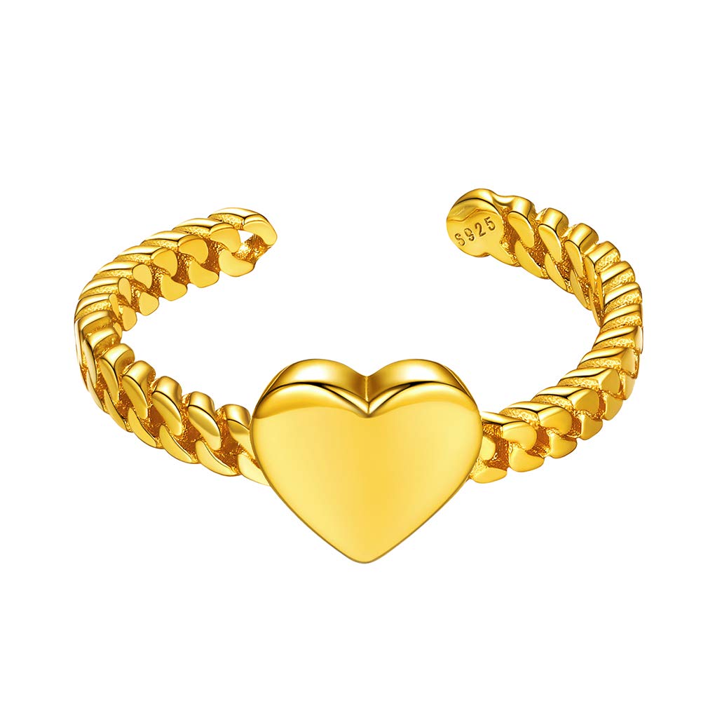 Silvora Women Sterling Silver Heart Ring Adjustable Engagement Open Ring Valentine Mother Day Gift for Her Mom Wife Daughter