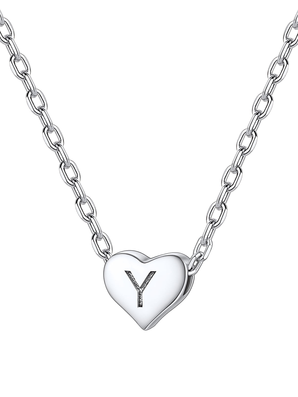 Silvora Women Heart Initial Necklace 925 Sterling Silver Letter A Pendant Choker Alphabet Jewelry for Wife Mom Daughter with Gift Box