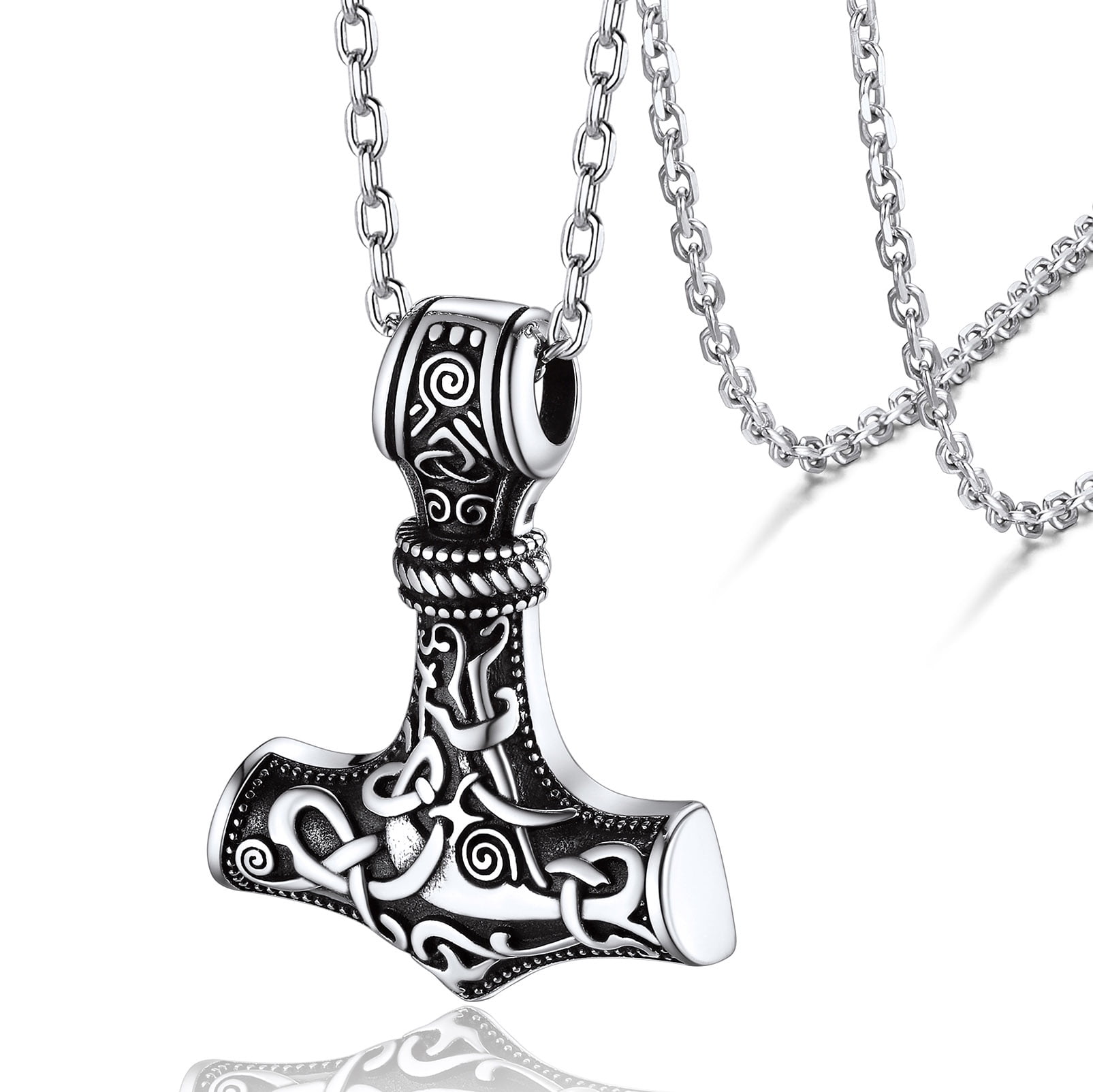 Silvora Norse Viking Jewelry Thor's Hammer Necklace Sterling Silver Vintage Celtic Knot Pendant Jewelry for Women Men