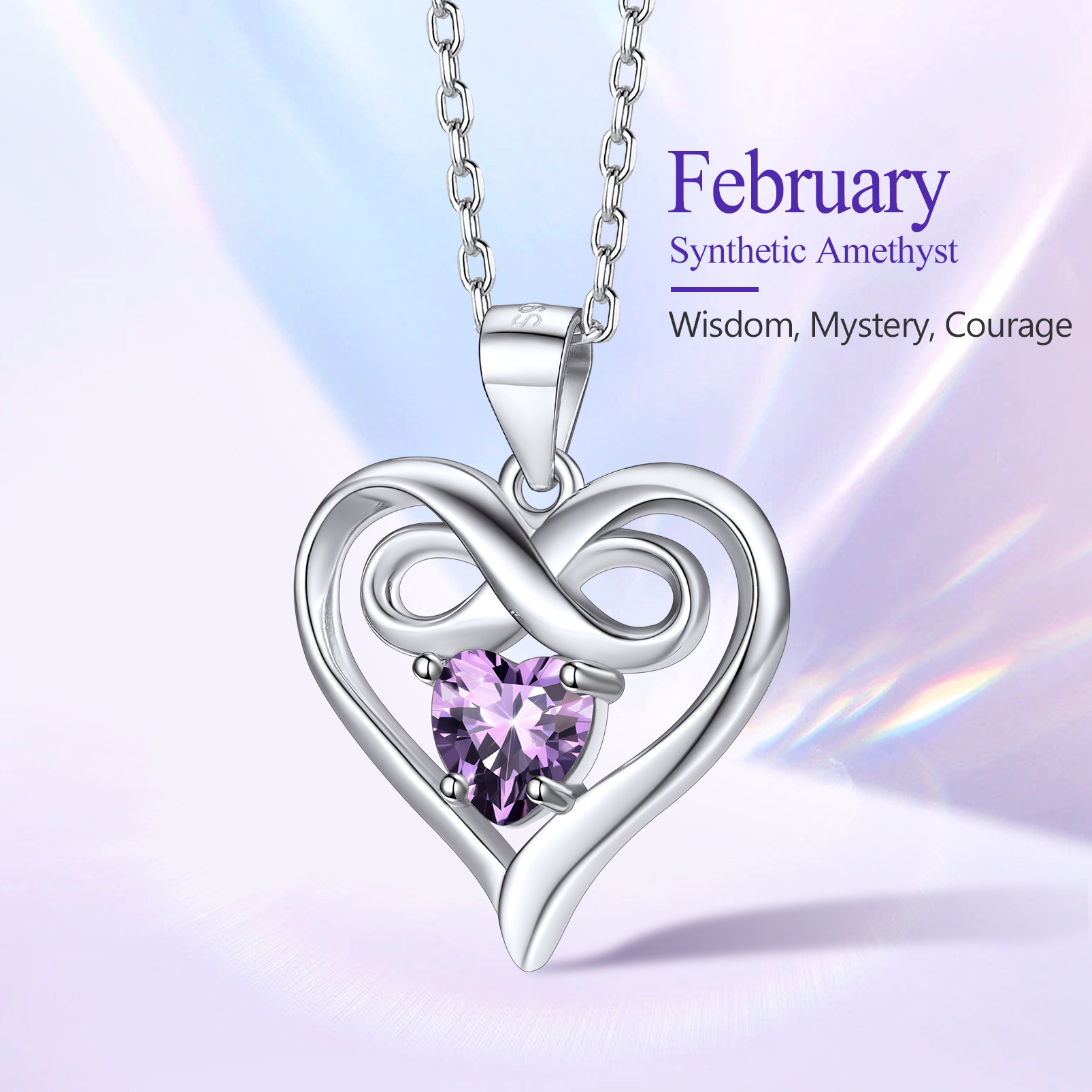 Silvora Women Heart Necklace Girls Sterling Silver Infinity Birthstone Pendant Necklace September Synthetic Sapphire Birthday Gift