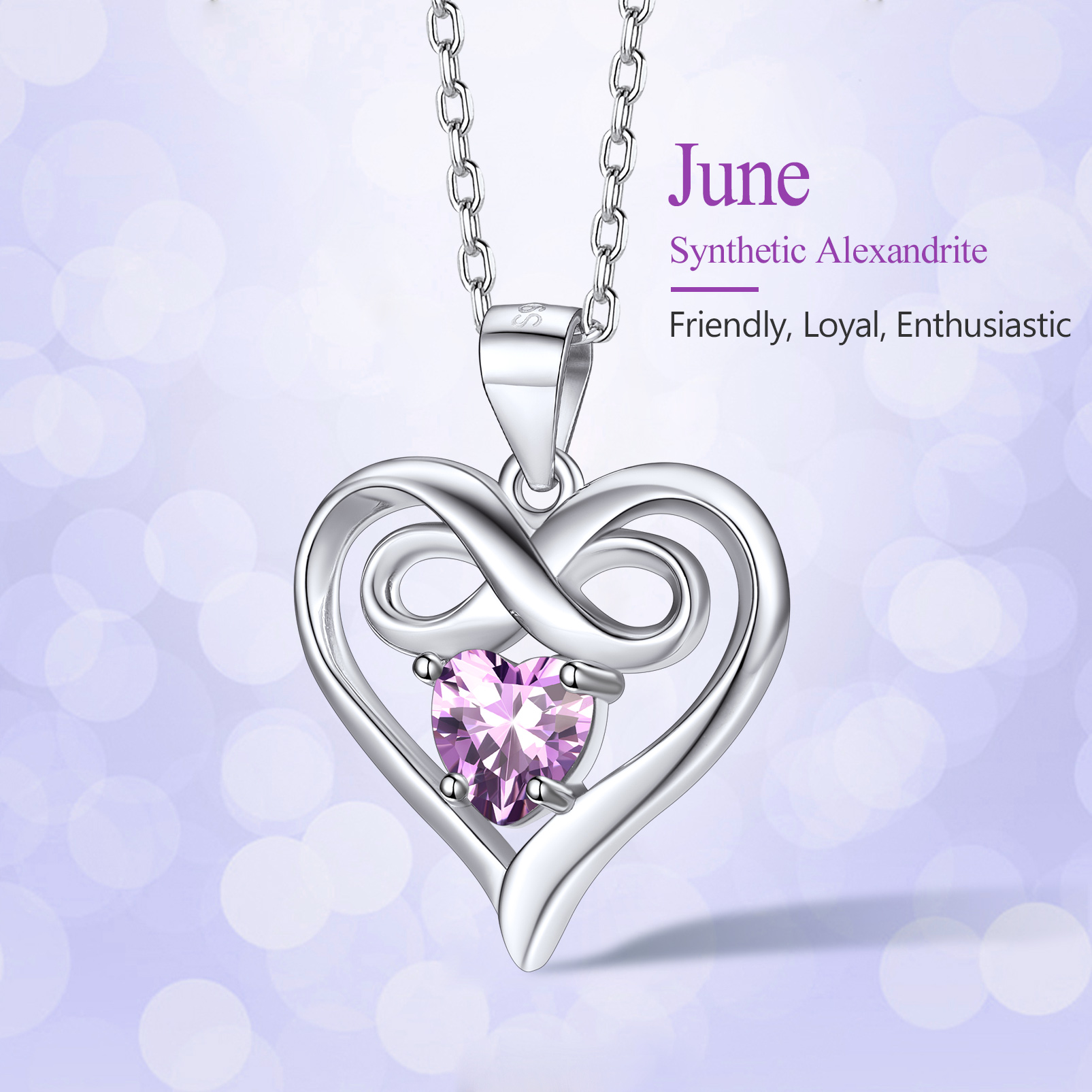 Silvora Women Heart Necklace Girls Sterling Silver Infinity Birthstone Pendant Necklace September Synthetic Sapphire Birthday Gift