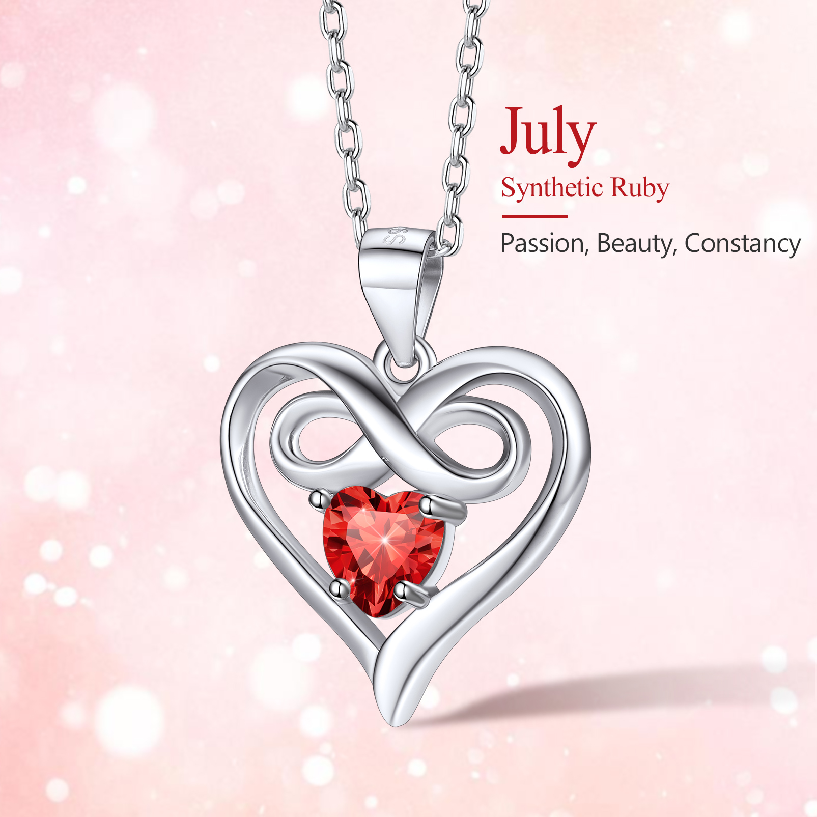 Silvora Women Heart Necklace Girls Sterling Silver Infinity Birthstone Pendant Necklace September Synthetic Sapphire Birthday Gift
