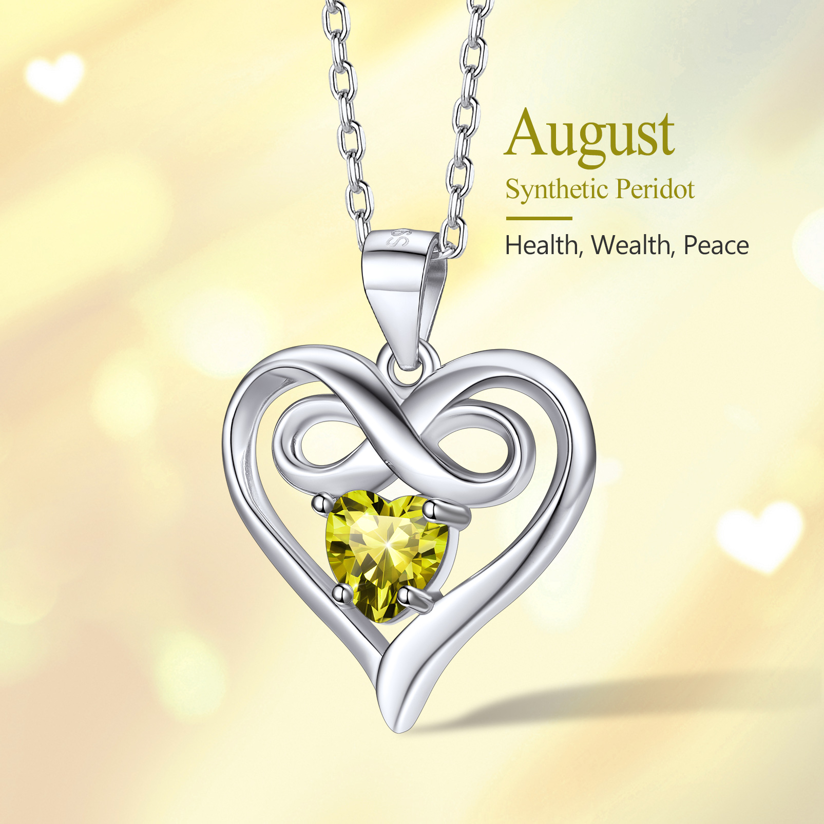 Silvora Women Heart Necklace Girls Sterling Silver Infinity Birthstone Pendant Necklace September Synthetic Sapphire Birthday Gift