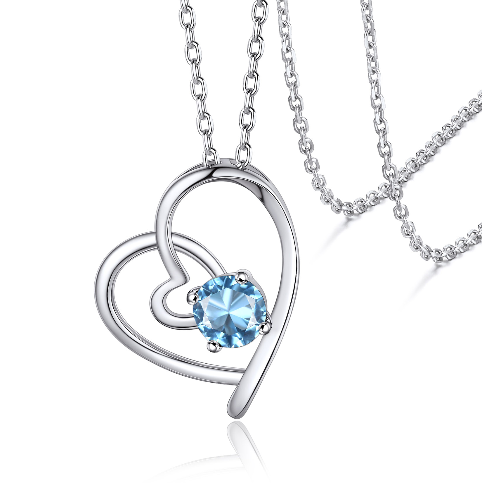 Silvora Birthstone Necklaces June Heart Love Pendant Sparking CZ Sterligng Silver Jewelry for Women Girls Birthday Christmas Gift