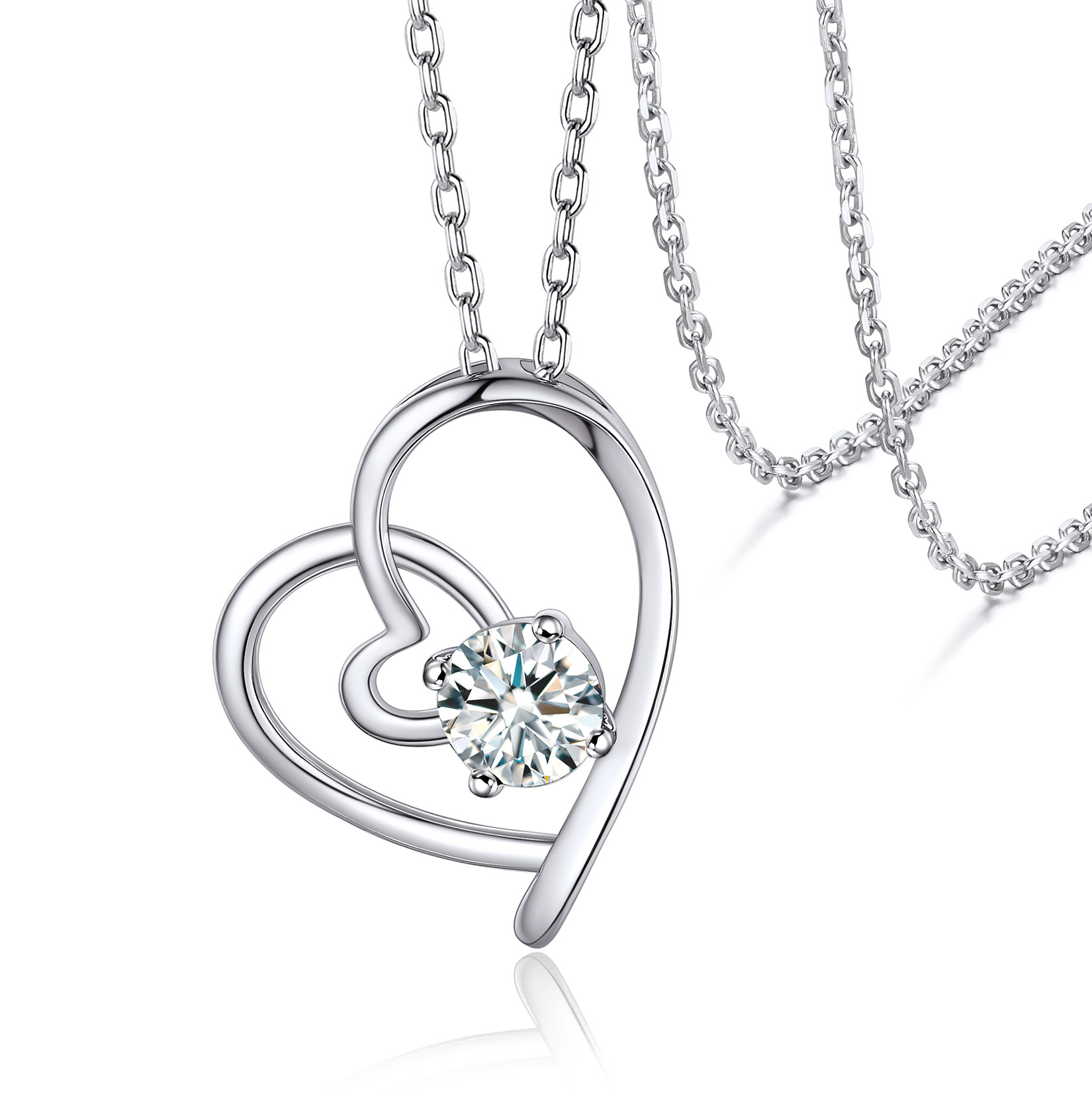 Silvora Birthstone Necklaces June Heart Love Pendant Sparking CZ Sterligng Silver Jewelry for Women Girls Birthday Christmas Gift