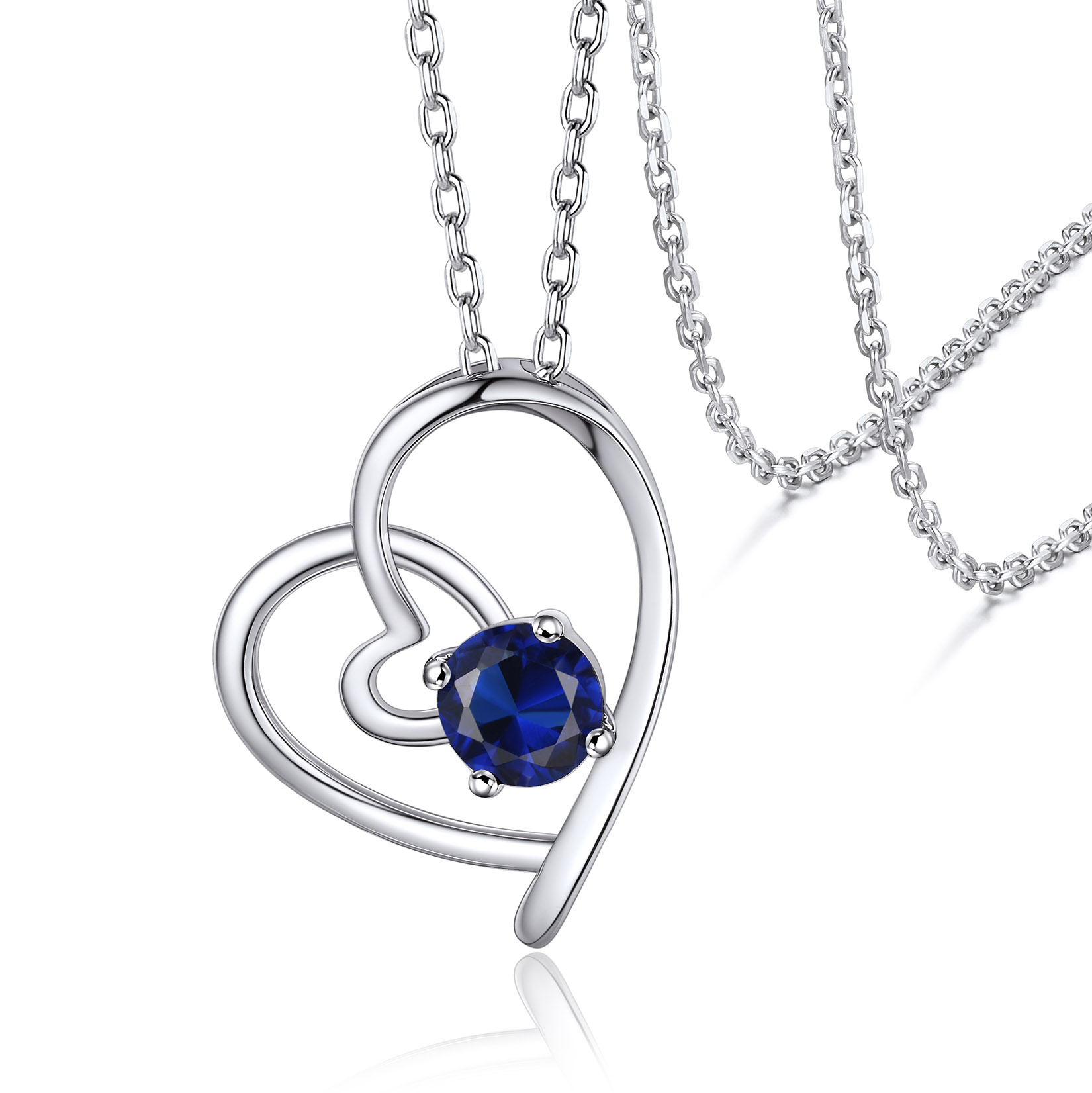 Silvora Birthstone Necklaces June Heart Love Pendant Sparking CZ Sterligng Silver Jewelry for Women Girls Birthday Christmas Gift