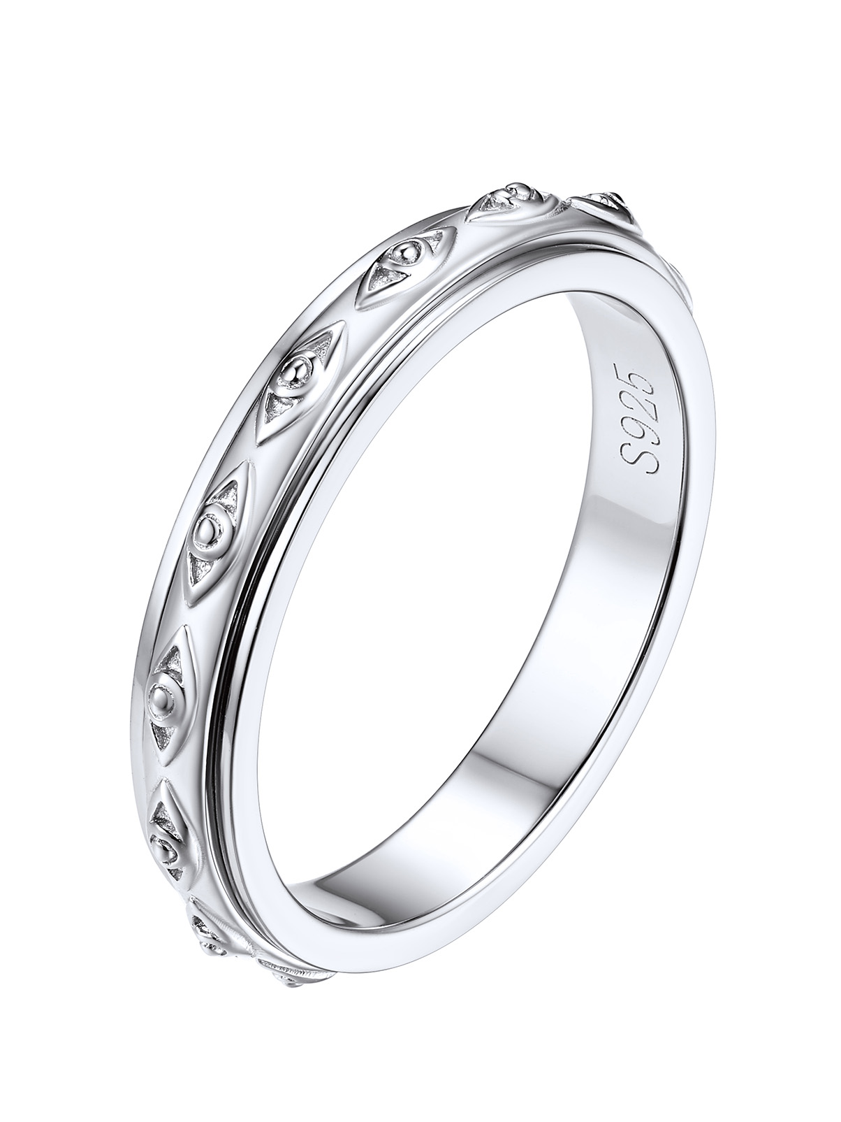 Silvora S925 Sterling Silver Fidget Rings Embossed Celtic Anxiety Relieve Spinner Rings Stress Relieving Band Rings for Women Girls, Size 8