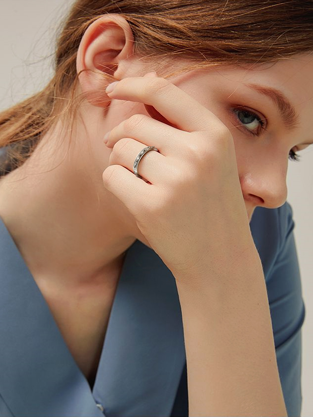 Silvora S925 Sterling Silver Fidget Rings Embossed Celtic Anxiety Relieve Spinner Rings Stress Relieving Band Rings for Women Girls, Size 8