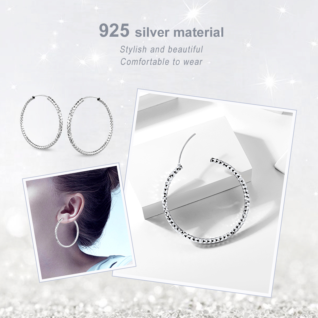 Silvora 70mm Gold Hoop Earrings Large Sterling Silver Earrings for Women Charm Endless Circle Hoop for Sensitive Ears Jewelry Gift