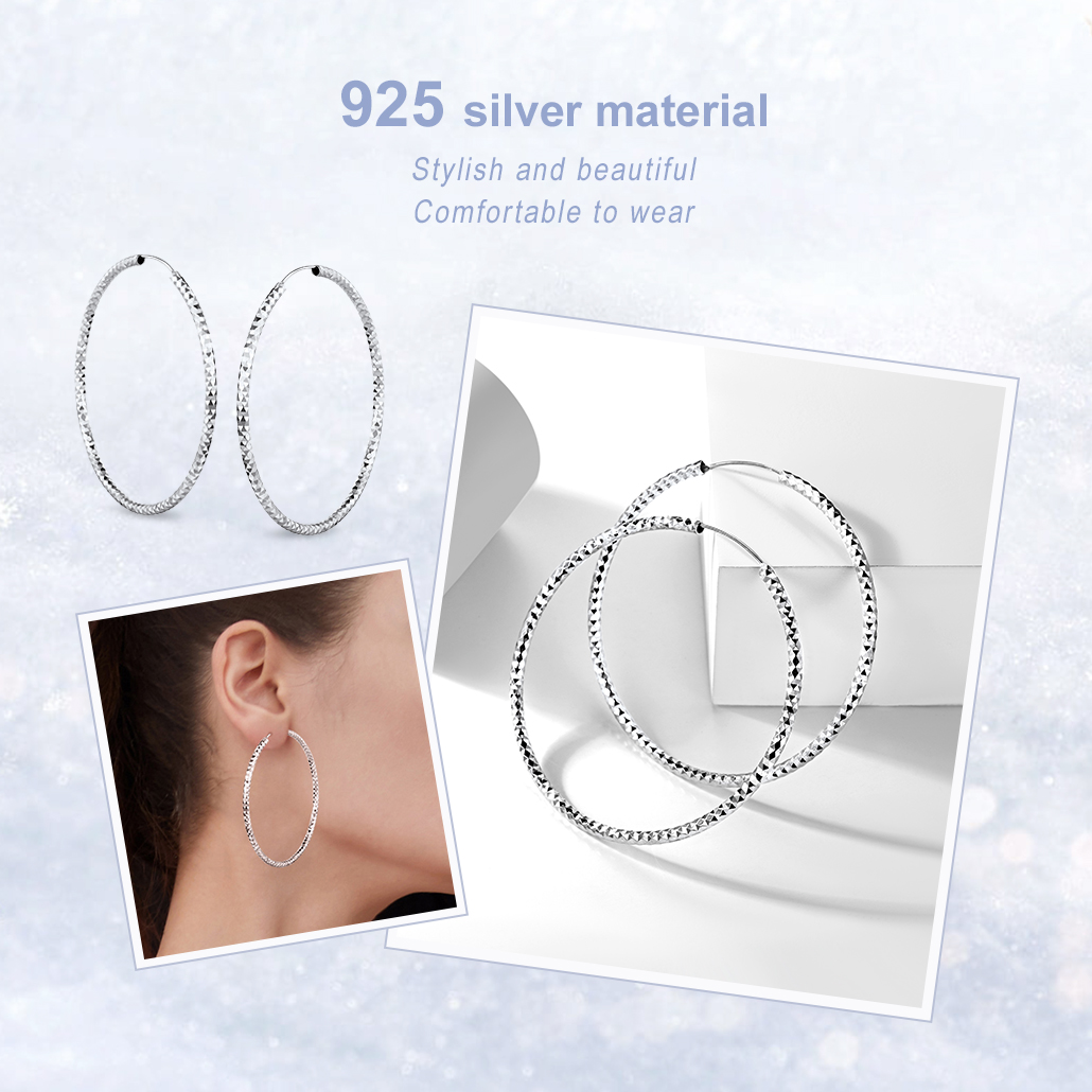 Silvora 70mm Gold Hoop Earrings Large Sterling Silver Earrings for Women Charm Endless Circle Hoop for Sensitive Ears Jewelry Gift
