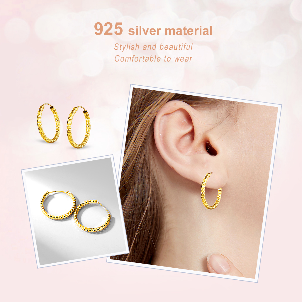 Silvora 70mm Gold Hoop Earrings Large Sterling Silver Earrings for Women Charm Endless Circle Hoop for Sensitive Ears Jewelry Gift