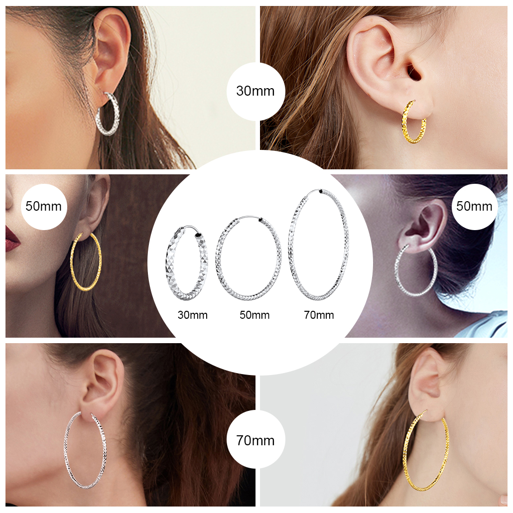 Silvora 70mm Gold Hoop Earrings Large Sterling Silver Earrings for Women Charm Endless Circle Hoop for Sensitive Ears Jewelry Gift
