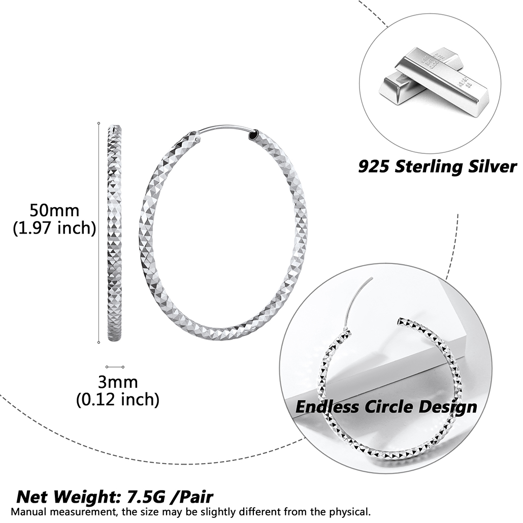 Silvora 70mm Gold Hoop Earrings Large Sterling Silver Earrings for Women Charm Endless Circle Hoop for Sensitive Ears Jewelry Gift