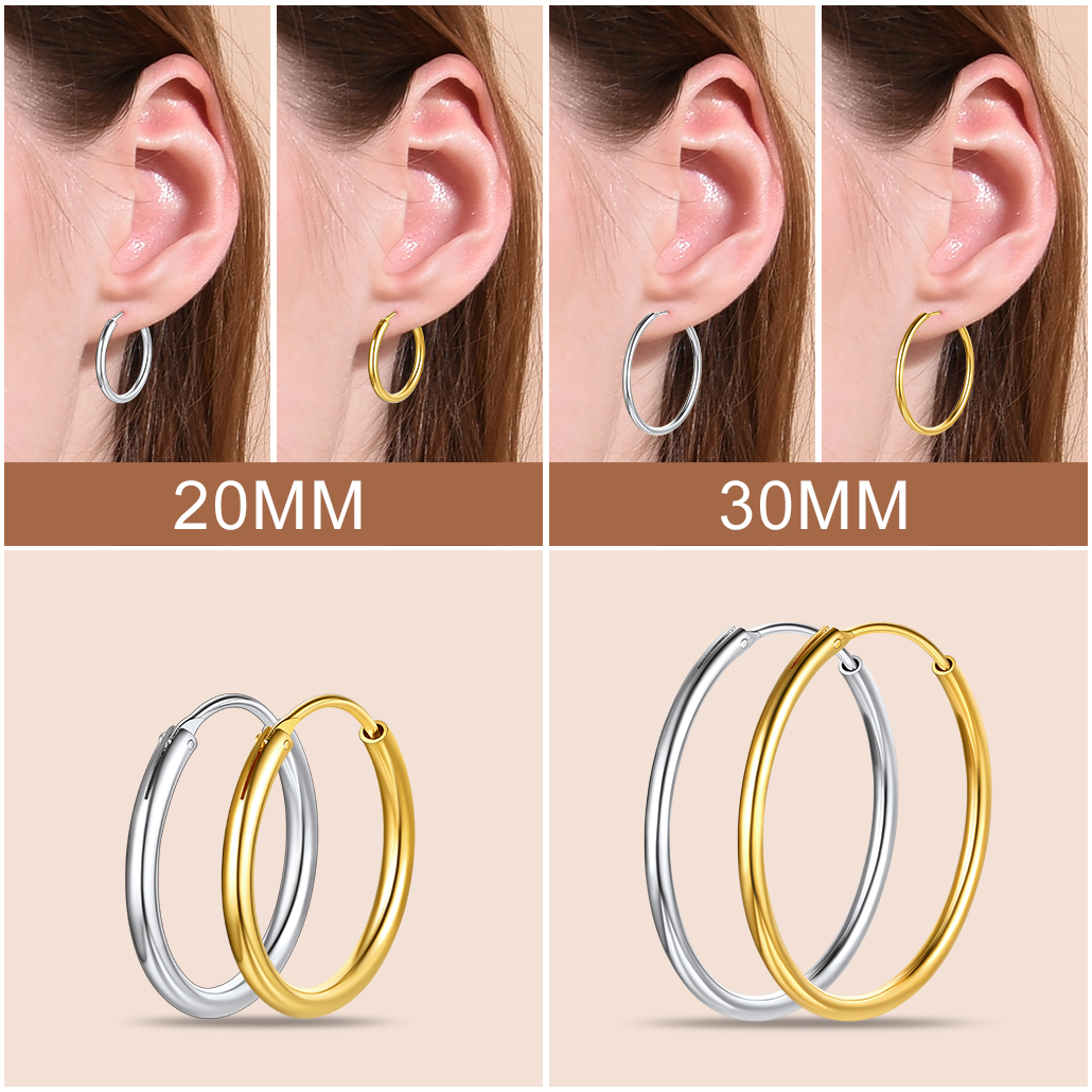 Silvora 70mm Gold Hoop Earrings Large Sterling Silver Earrings for Women Charm Endless Circle Hoop for Sensitive Ears Jewelry Gift