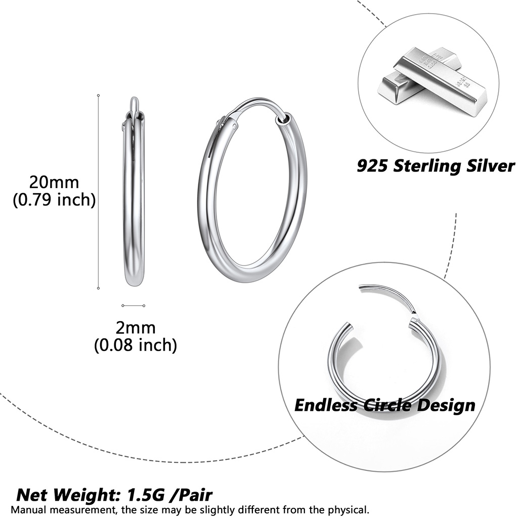 Silvora 70mm Gold Hoop Earrings Large Sterling Silver Earrings for Women Charm Endless Circle Hoop for Sensitive Ears Jewelry Gift