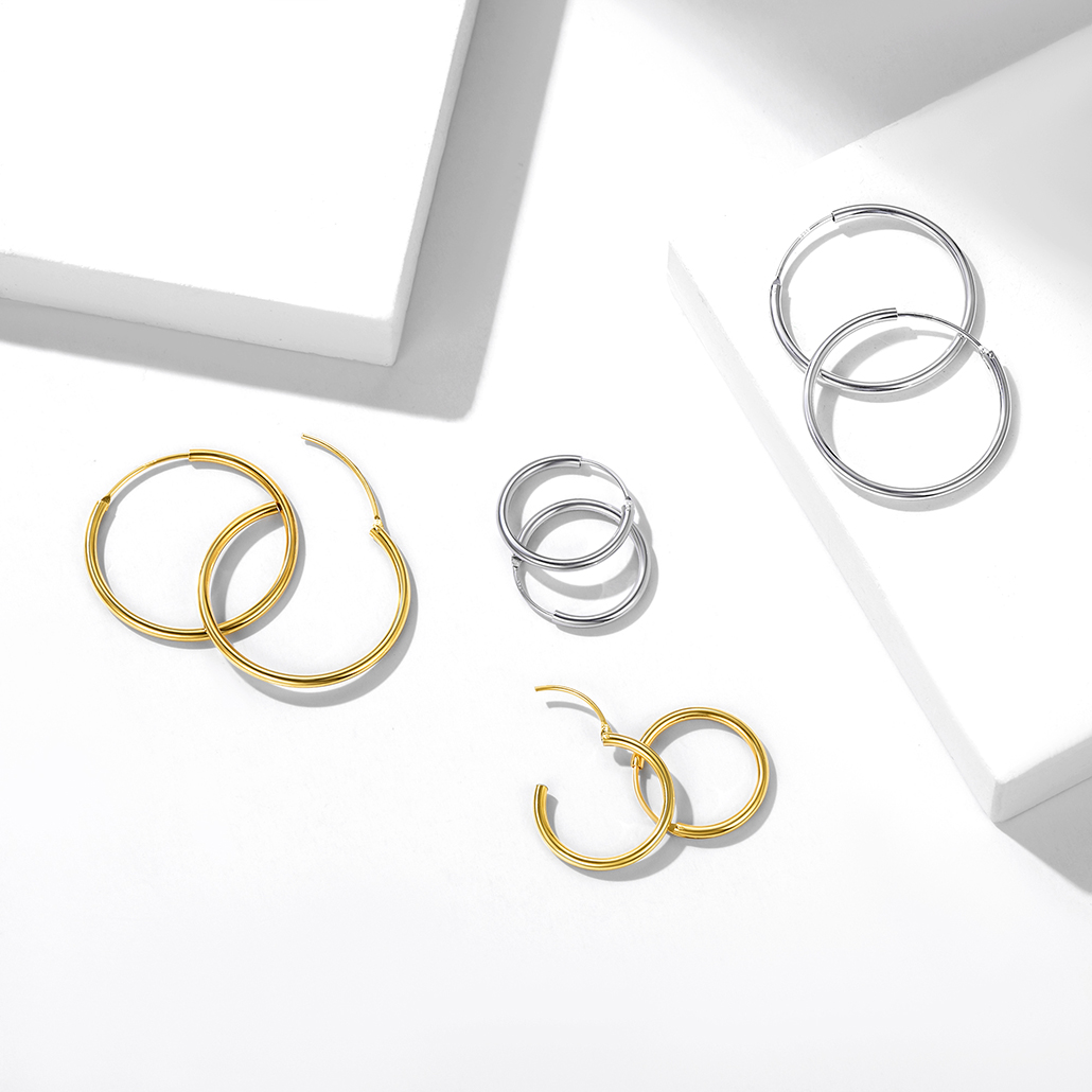 Silvora 70mm Gold Hoop Earrings Large Sterling Silver Earrings for Women Charm Endless Circle Hoop for Sensitive Ears Jewelry Gift