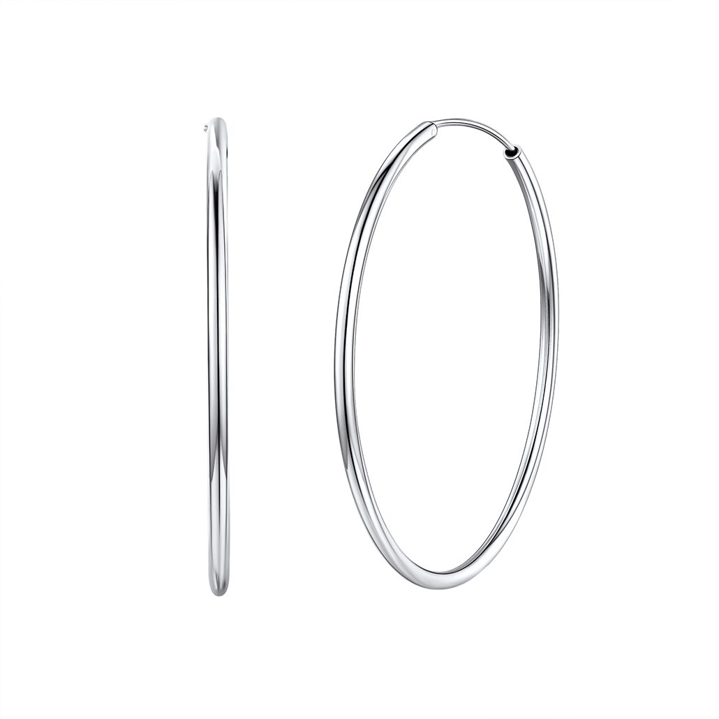 Silvora 70mm Gold Hoop Earrings Large Sterling Silver Earrings for Women Charm Endless Circle Hoop for Sensitive Ears Jewelry Gift