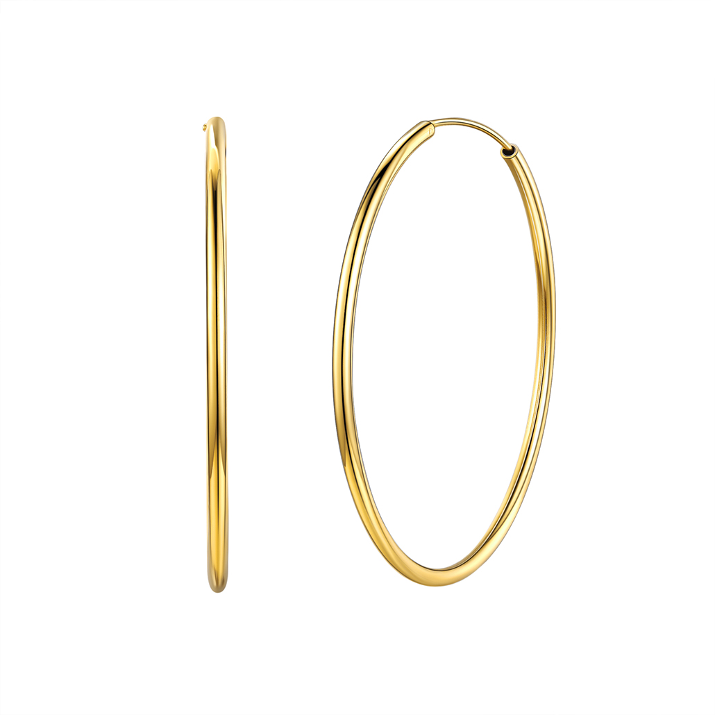 Silvora 70mm Gold Hoop Earrings Large Sterling Silver Earrings for Women Charm Endless Circle Hoop for Sensitive Ears Jewelry Gift