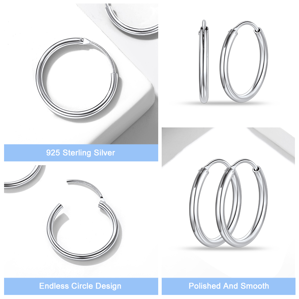 Silvora 70mm Gold Hoop Earrings Large Sterling Silver Earrings for Women Charm Endless Circle Hoop for Sensitive Ears Jewelry Gift