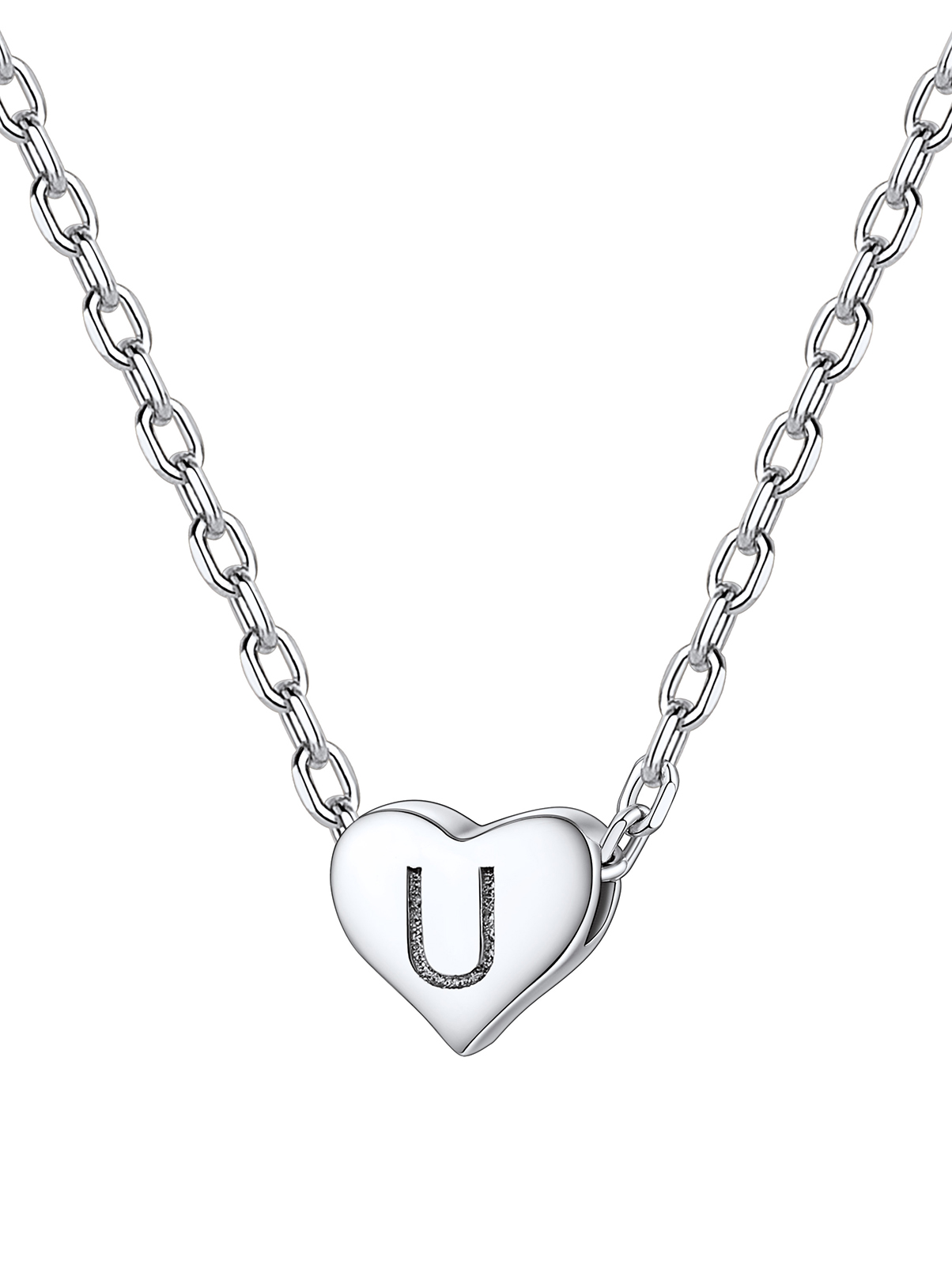 Silvora Women Heart Initial Necklace 925 Sterling Silver Letter A Pendant Choker Alphabet Jewelry for Wife Mom Daughter with Gift Box
