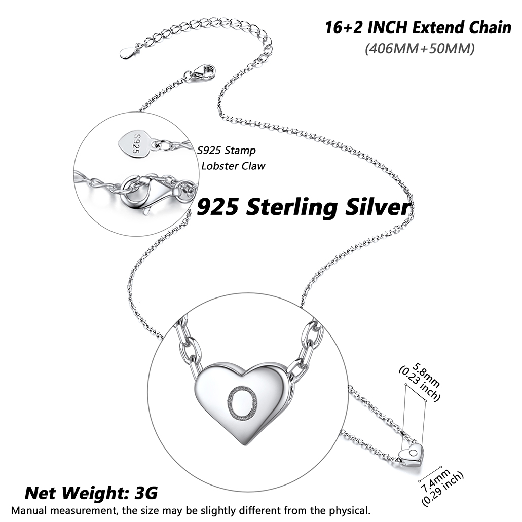 Silvora Women Heart Initial Necklace 925 Sterling Silver Letter A Pendant Choker Alphabet Jewelry for Wife Mom Daughter with Gift Box